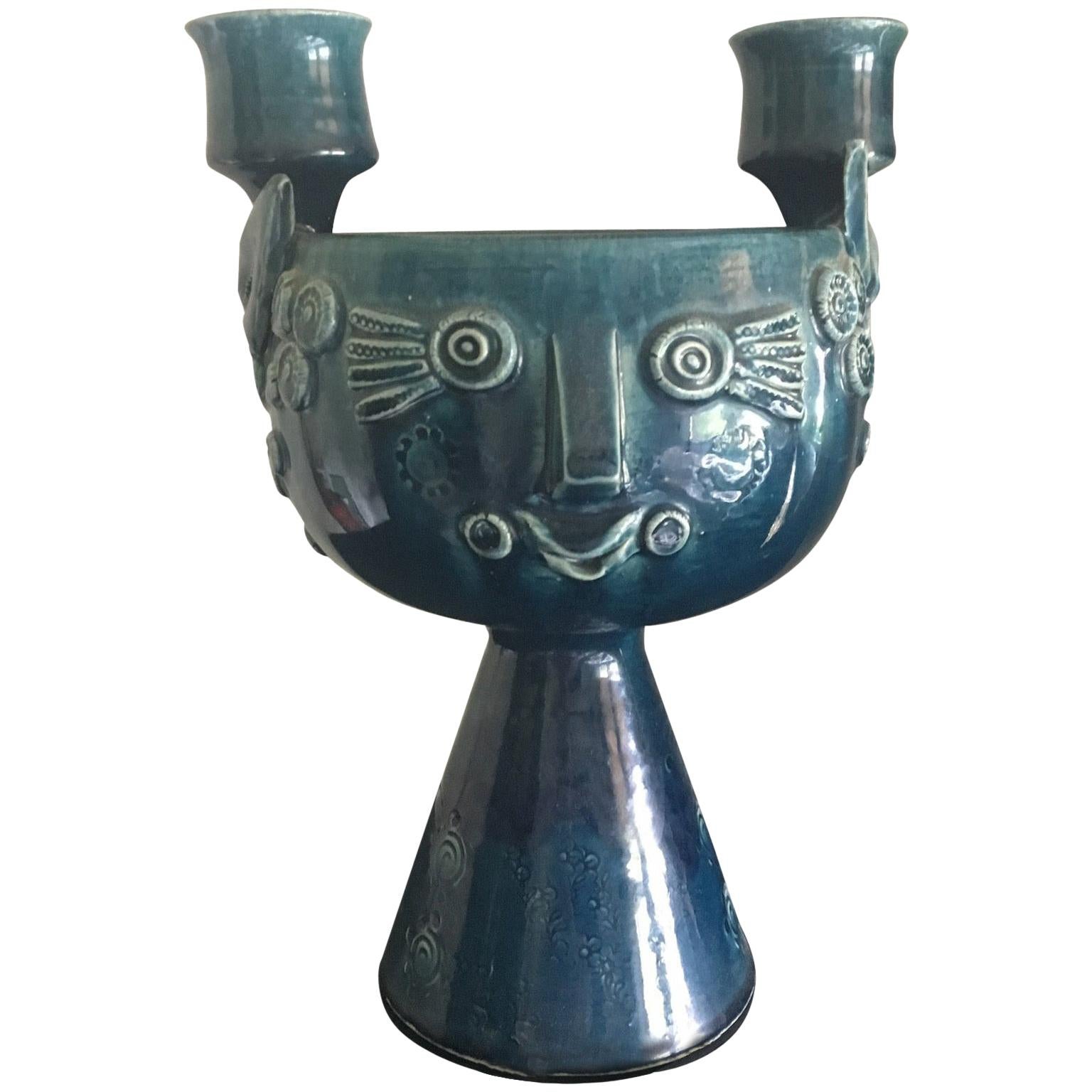 Glazed Ceramic Candleholder by Bjørn Wiinblad For Sale
