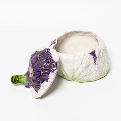 Glazed ceramic Cauliflower Centerpiece signed Mancioli. Italy, Mid-20th Century
