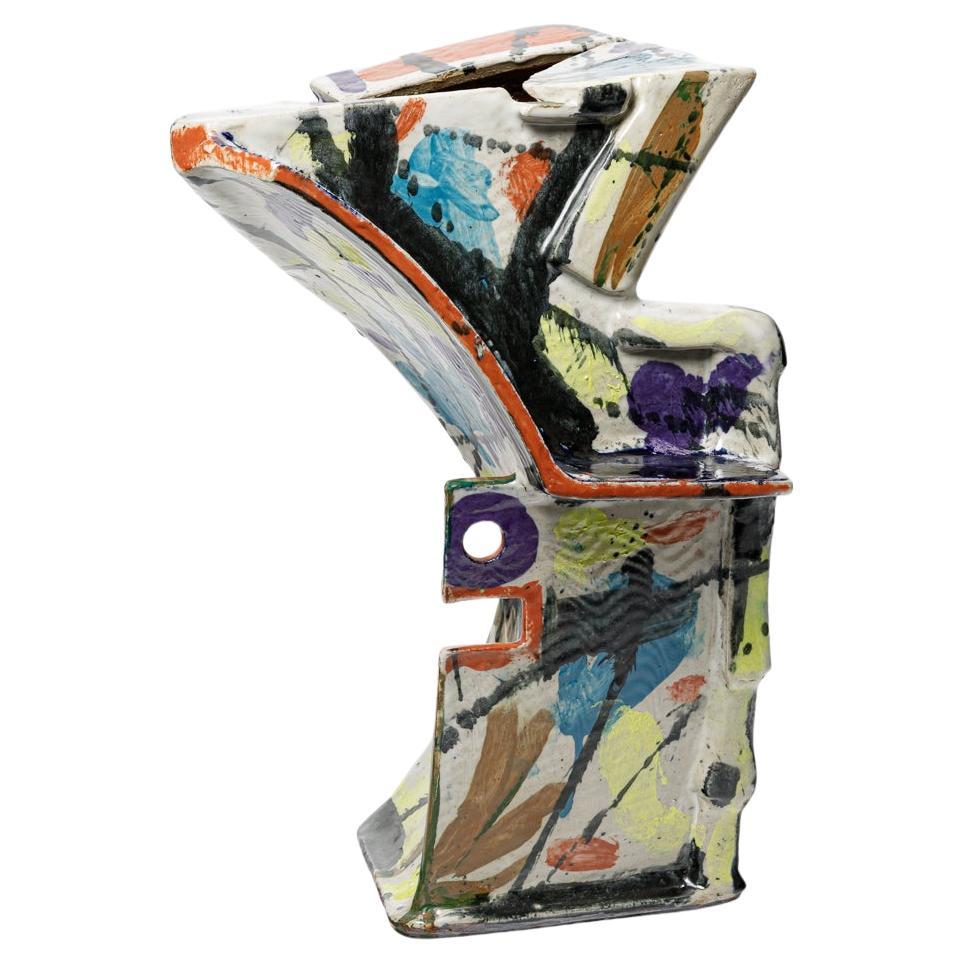 Glazed ceramic Cobra vase by Michel Lanos