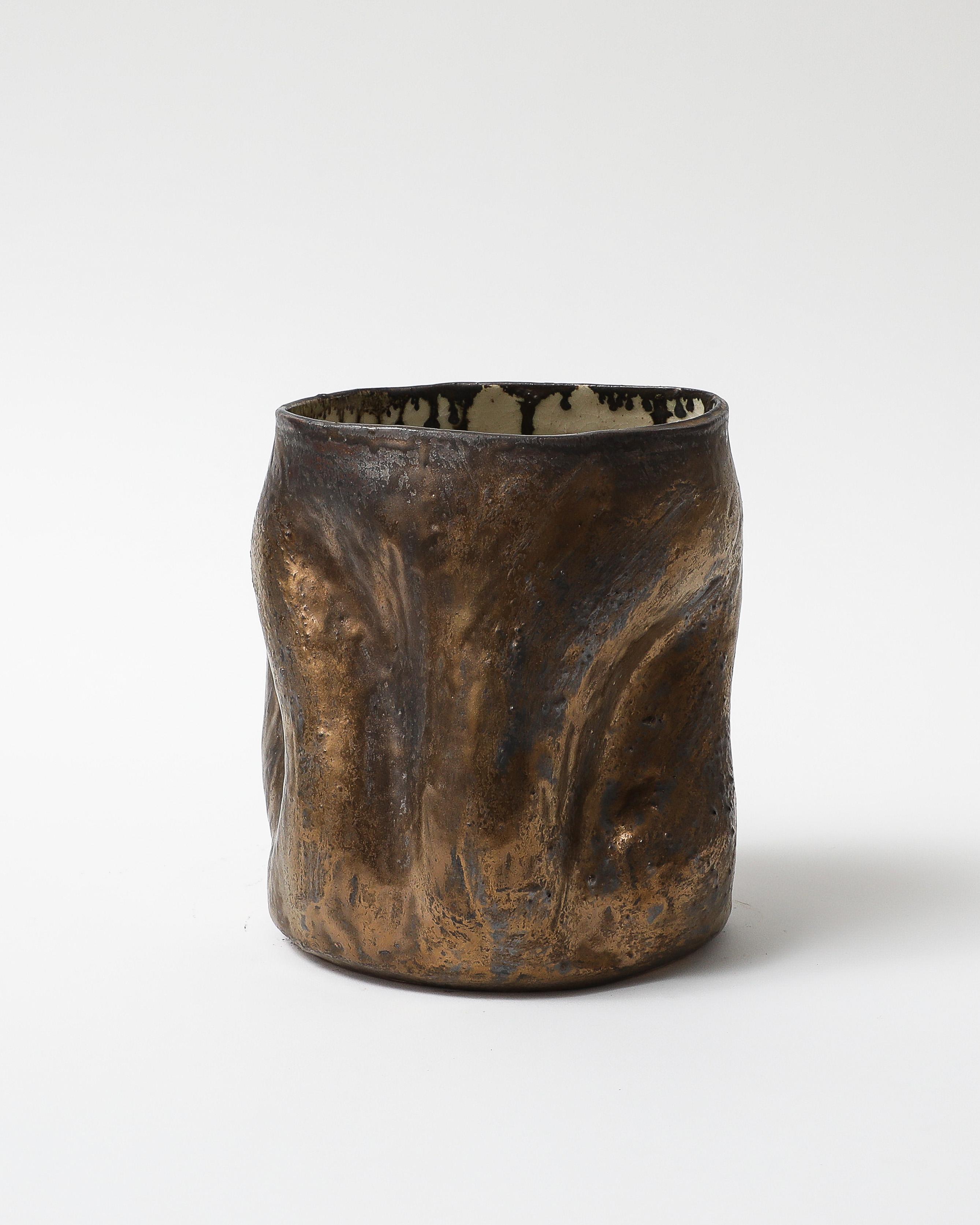 Glazed Ceramic Cup In Excellent Condition For Sale In New York City, NY