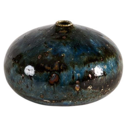 Glazed Ceramic Dark Blue Vase, Marianne Westman for Rorstrand, Sweden, 1960s