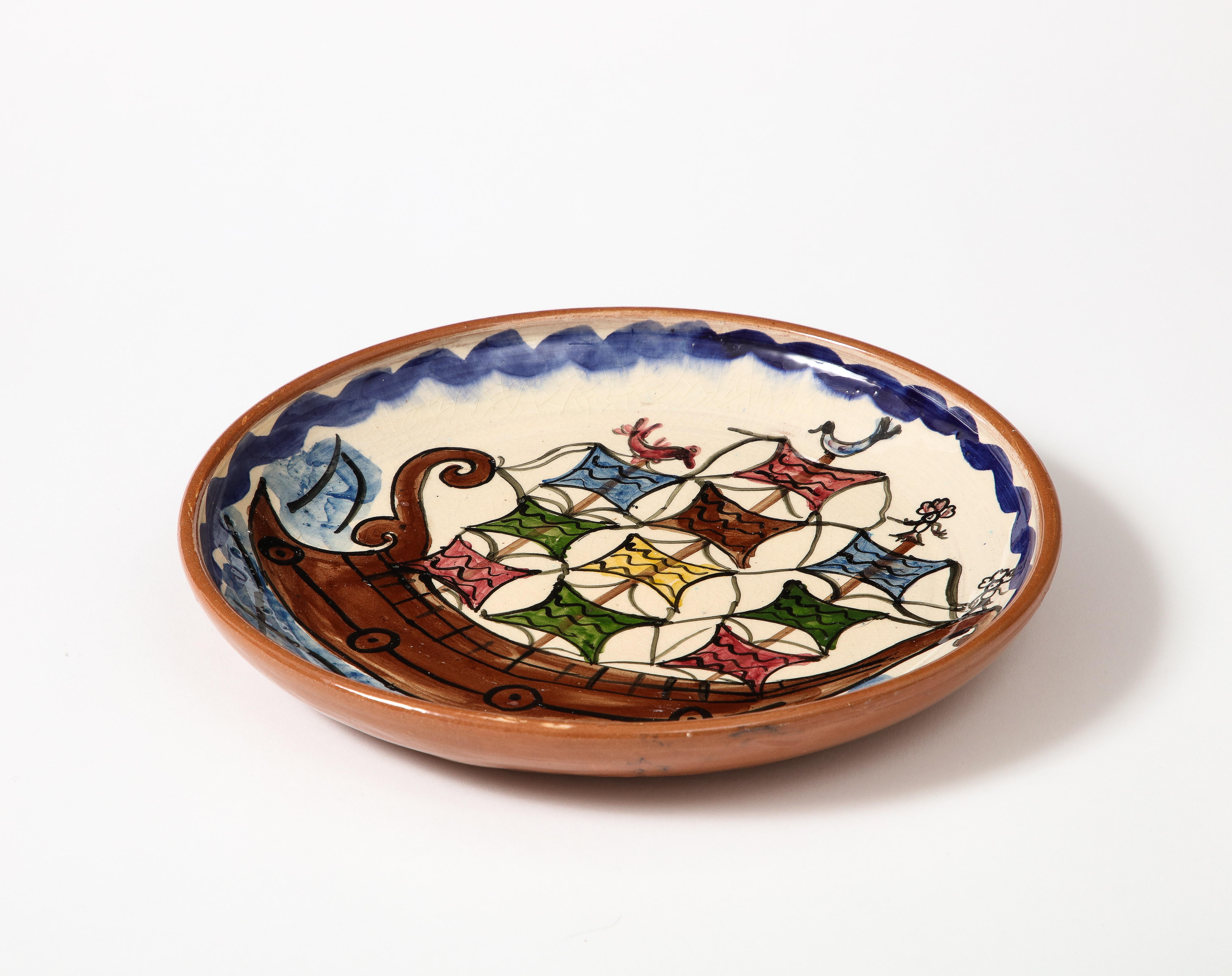 Assiette décorative en céramique émaillée, Grèce, 20e siècle en vente 3