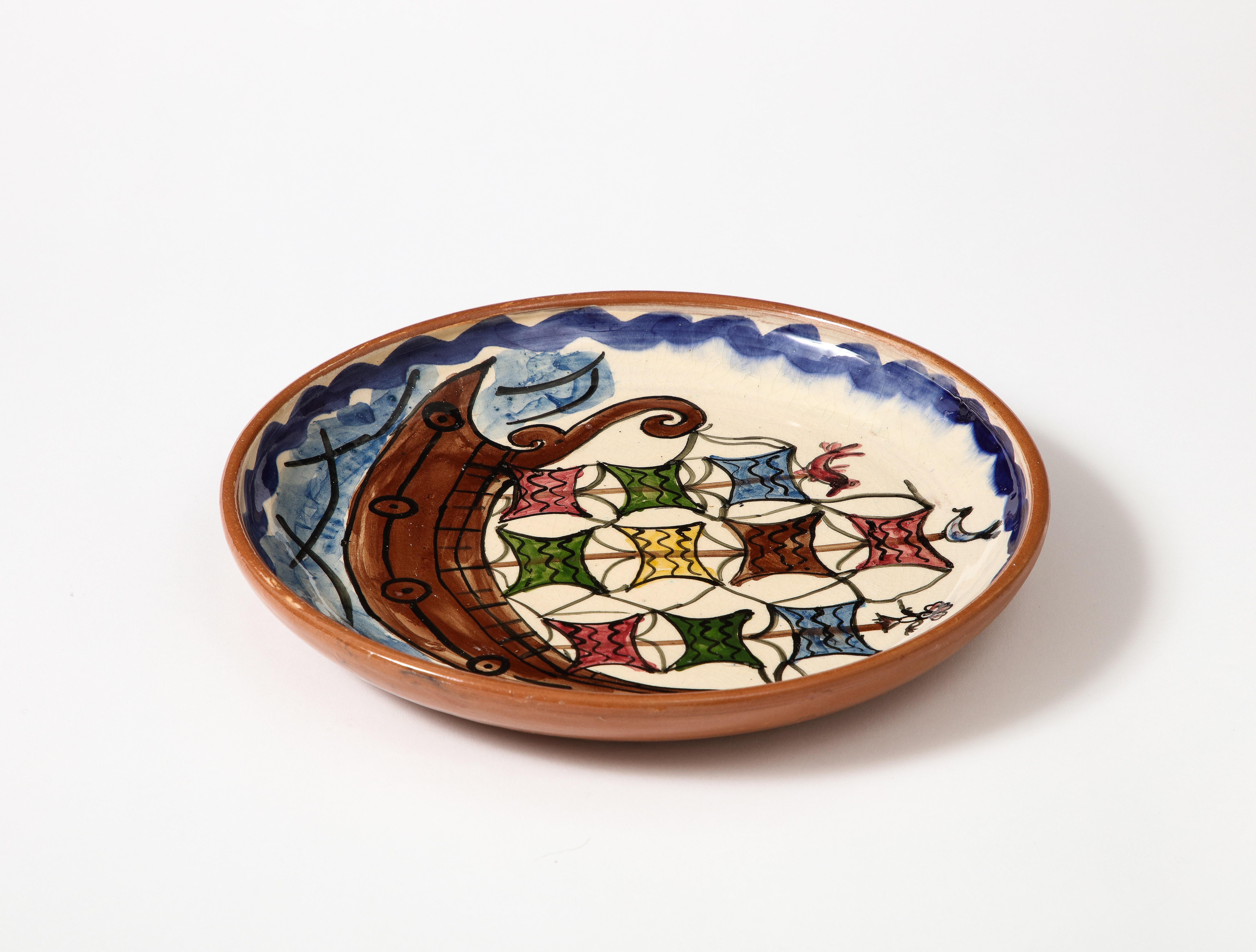 Assiette décorative en céramique émaillée, Grèce, 20e siècle en vente 4