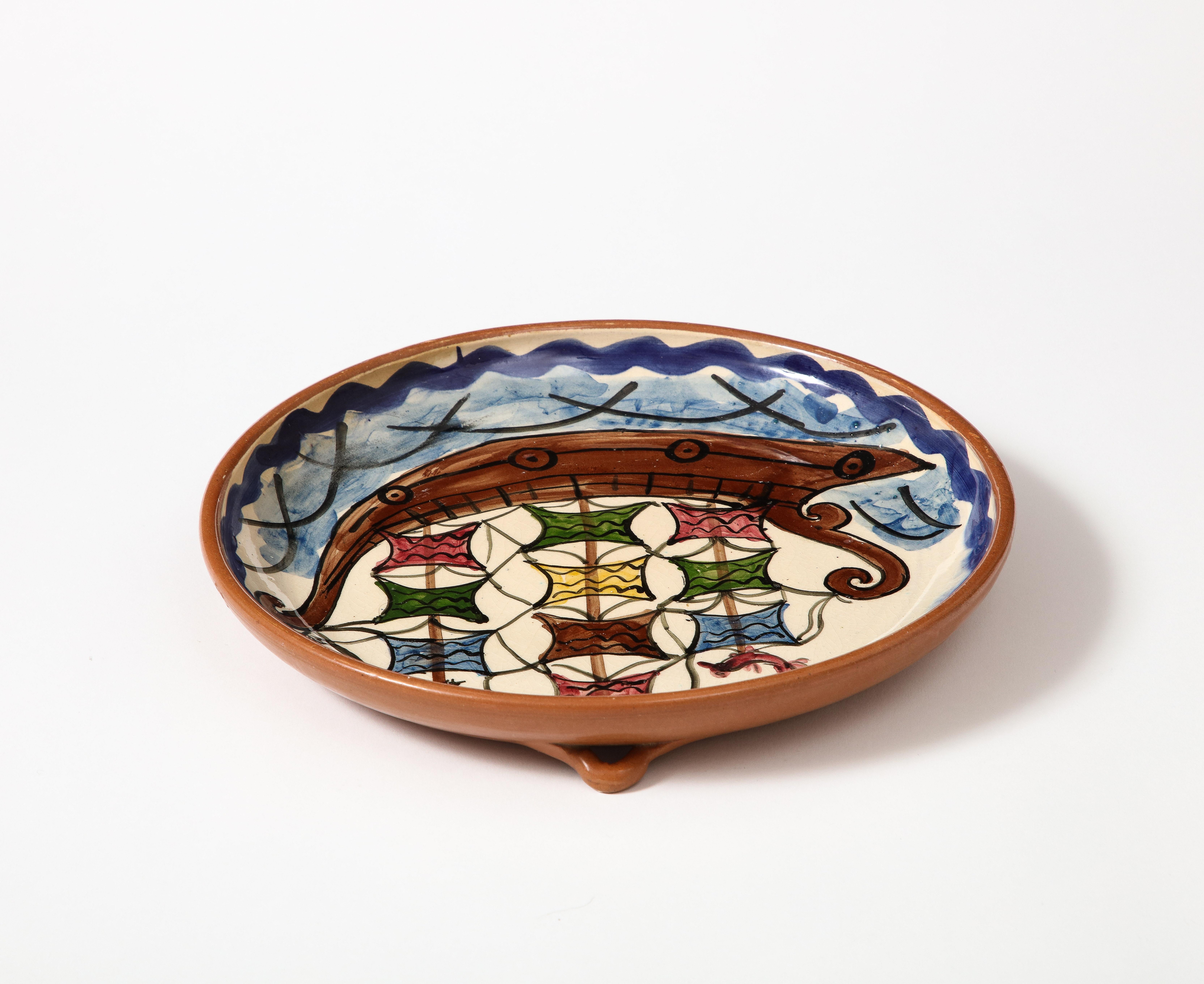 Assiette décorative en céramique émaillée, Grèce, 20e siècle en vente 5