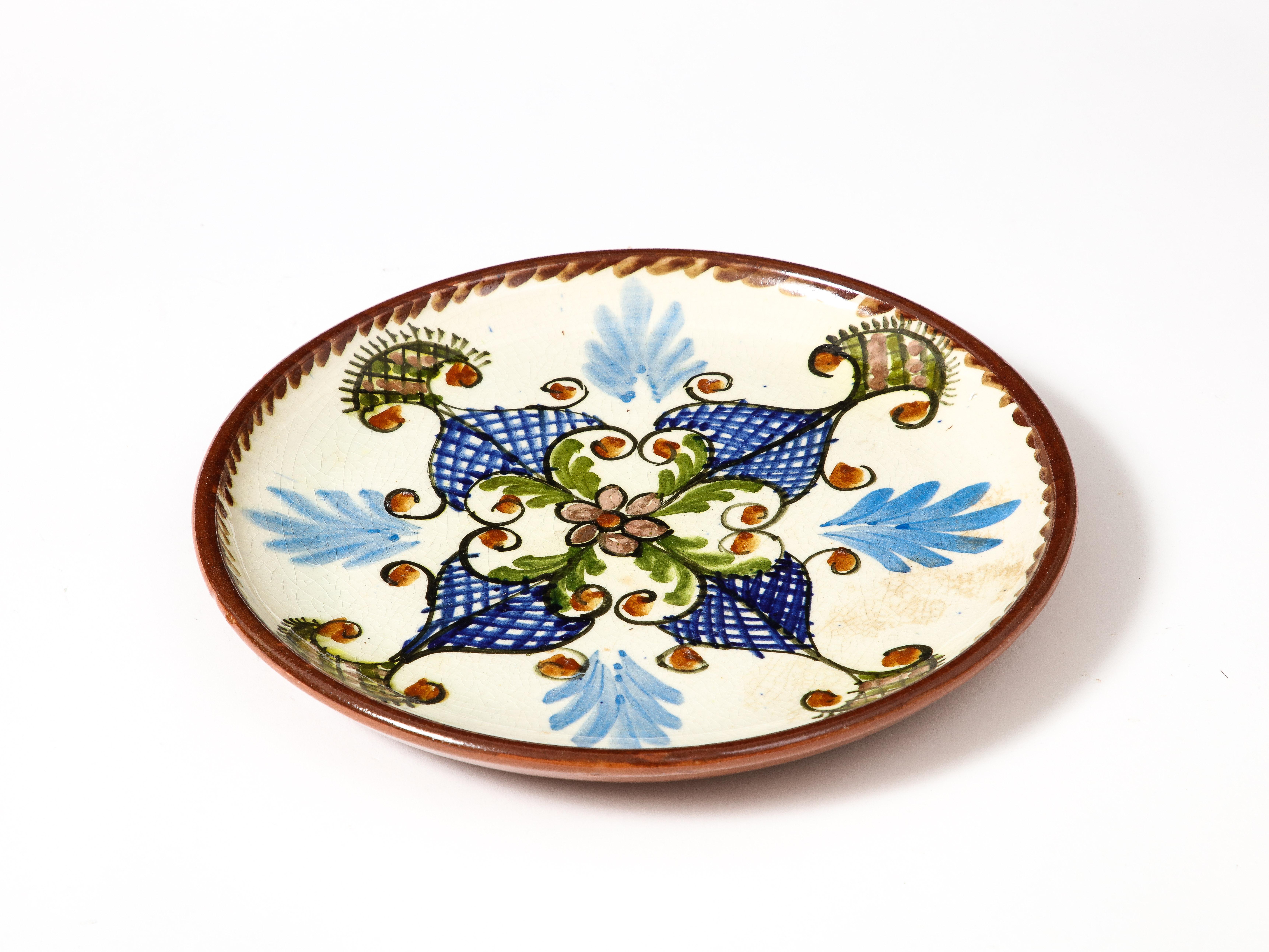 Vernissé Assiette décorative en céramique émaillée, Grèce, 20e siècle en vente