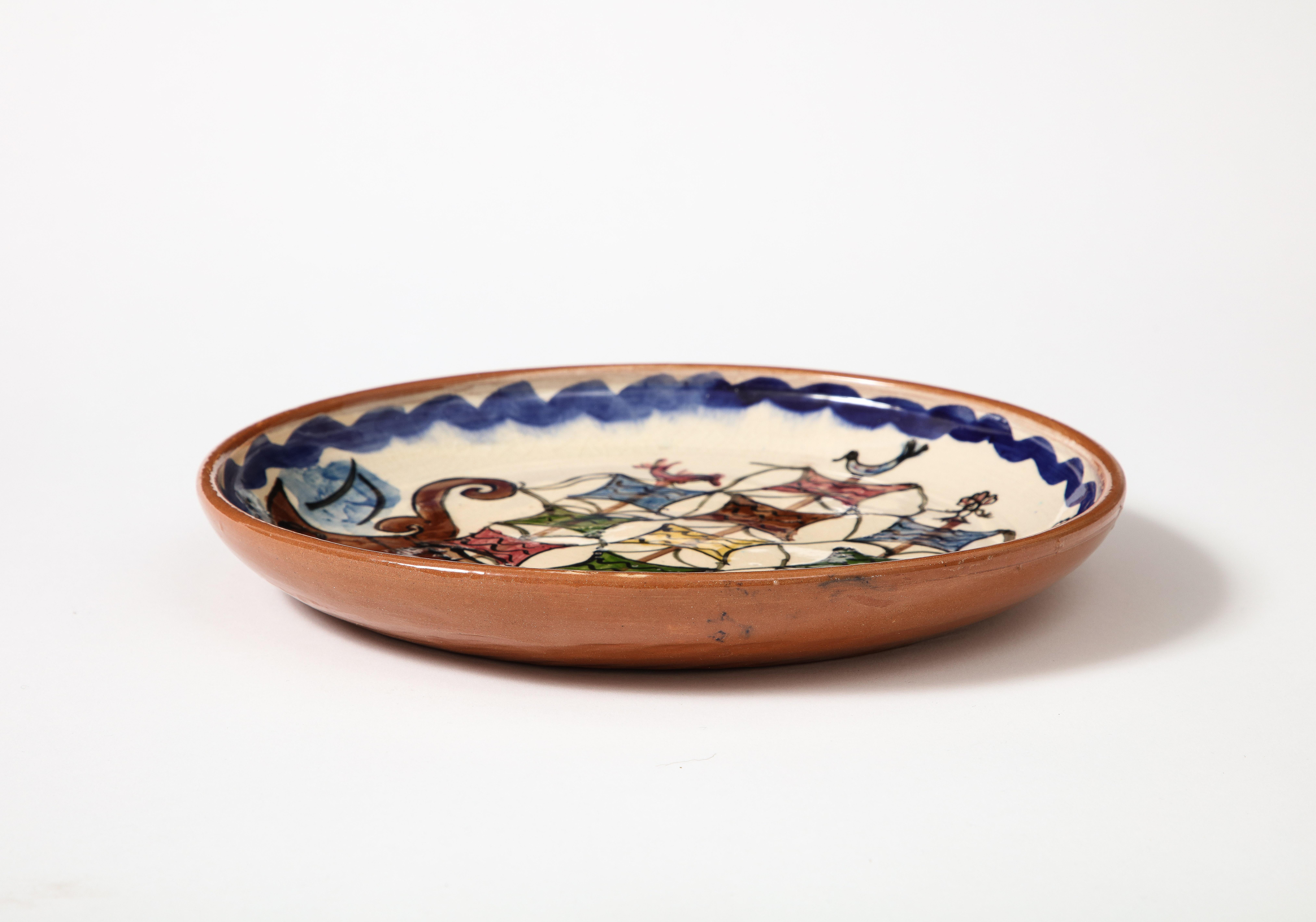 Assiette décorative en céramique émaillée, Grèce, 20e siècle en vente 2