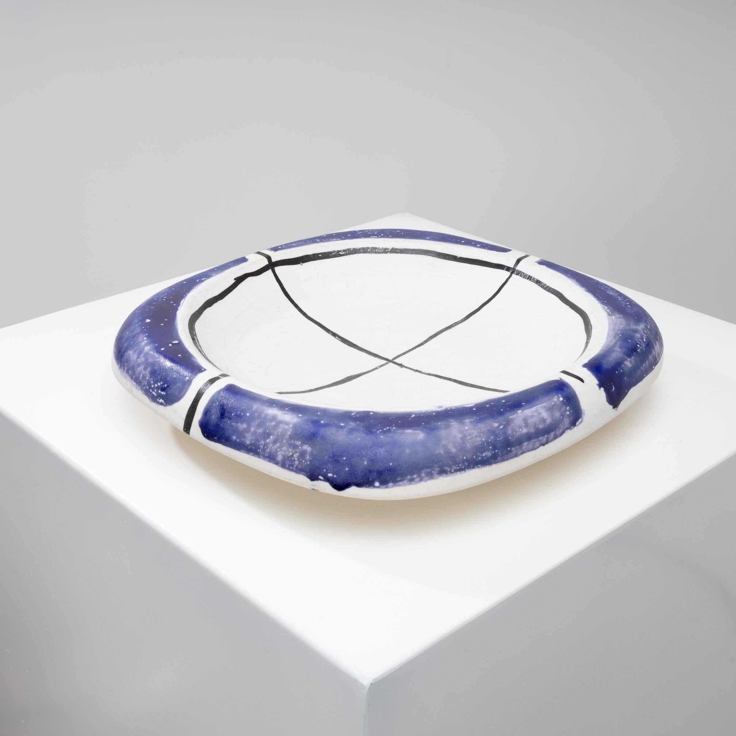 Mid-Century Modern Glazed Ceramic Dish by Georges Jouve, France