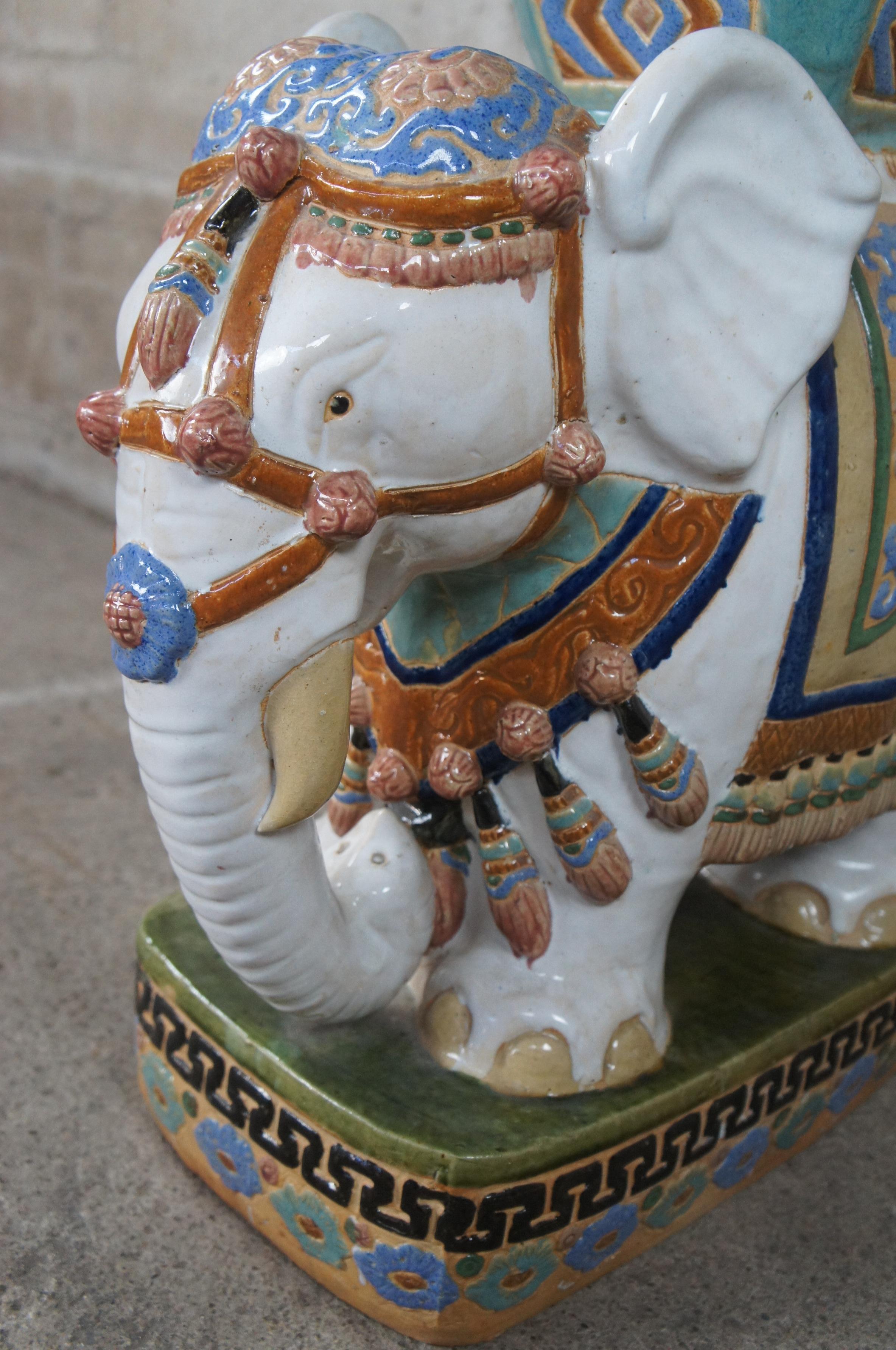 Glazed Ceramic Elephant Garden Stool Plant Stand Side Table Plinth Pedestal 23