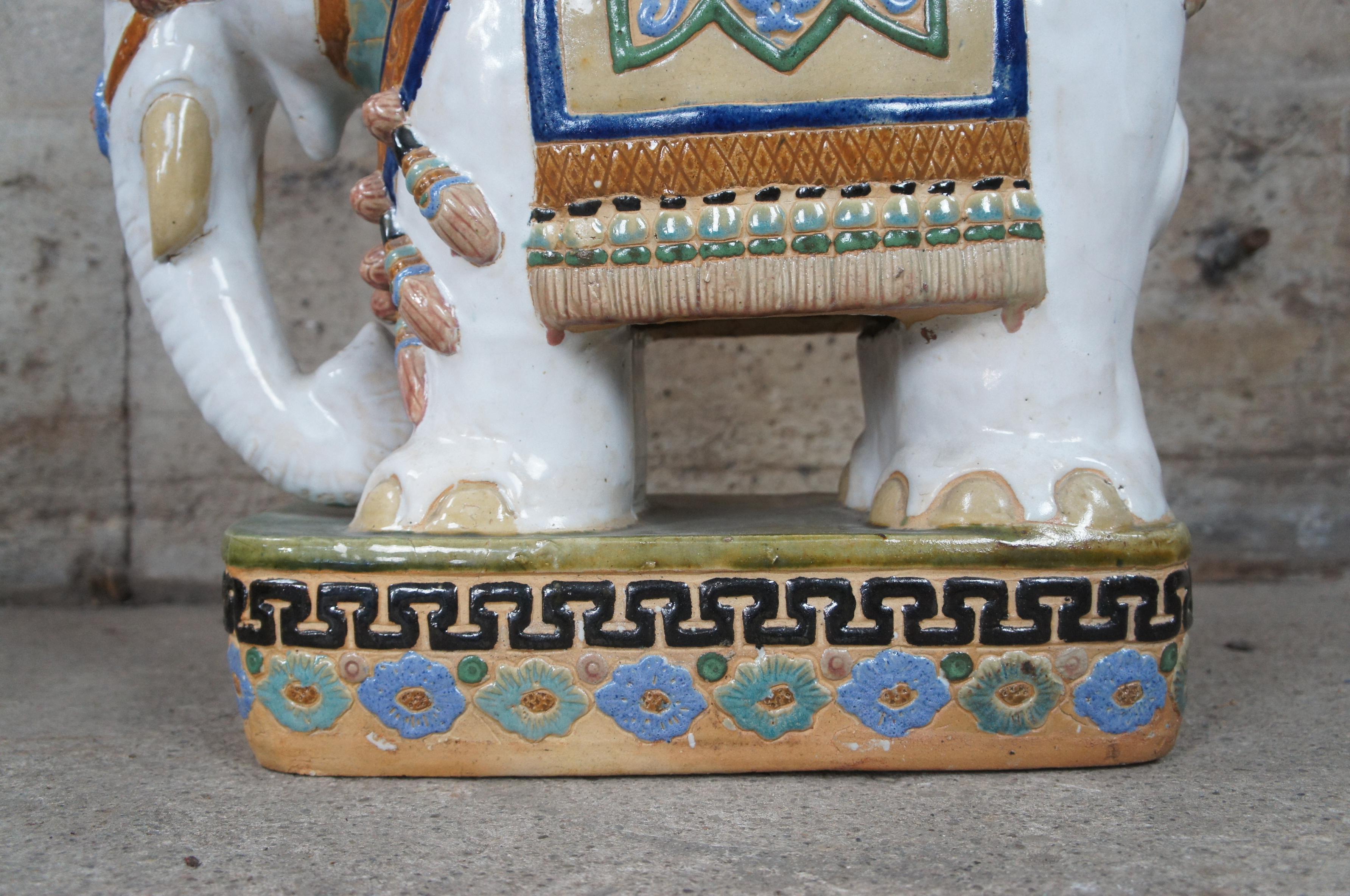 Glazed Ceramic Elephant Garden Stool Plant Stand Side Table Plinth Pedestal 23