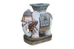 Glazed Ceramic Elephant Garden Stool Plant Stand Side Table Plinth Pedestal 23"