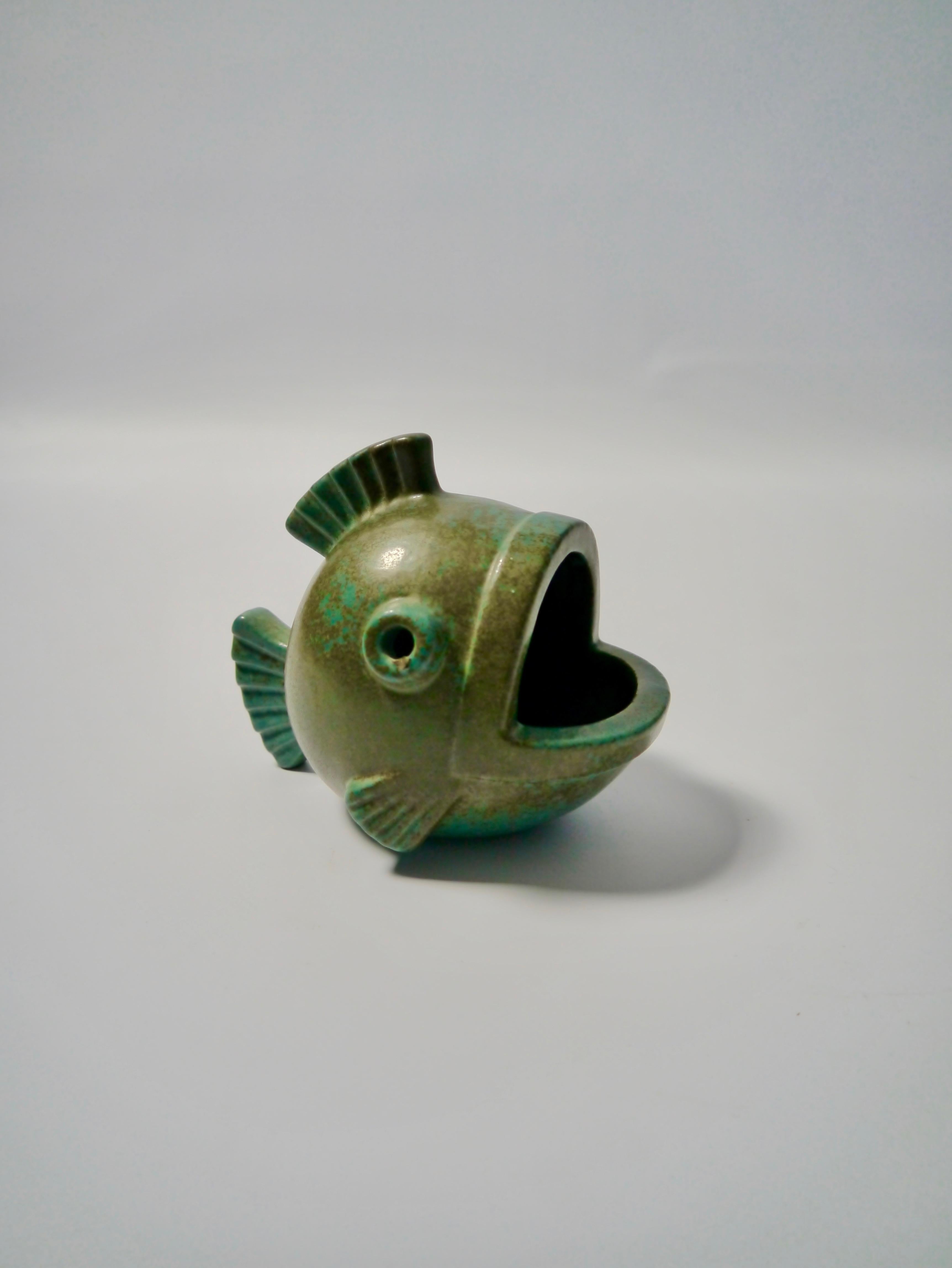Swedish Glazed Ceramic Fish Figure by Gunnar Nylund for Rörstrand, Sweden, 1950s