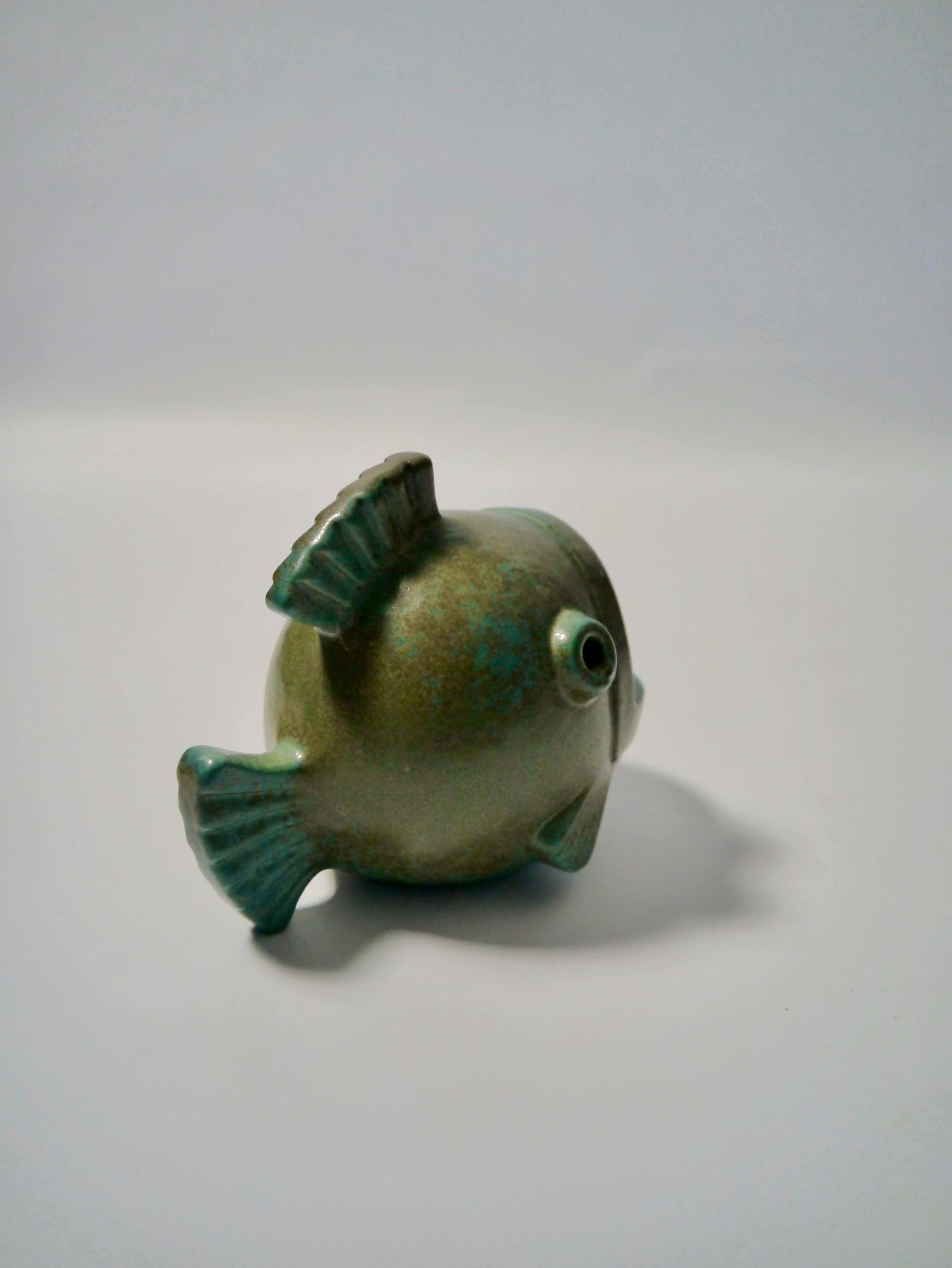 Glazed Ceramic Fish Figure by Gunnar Nylund for Rörstrand, Sweden, 1950s In Good Condition In Barcelona, ES