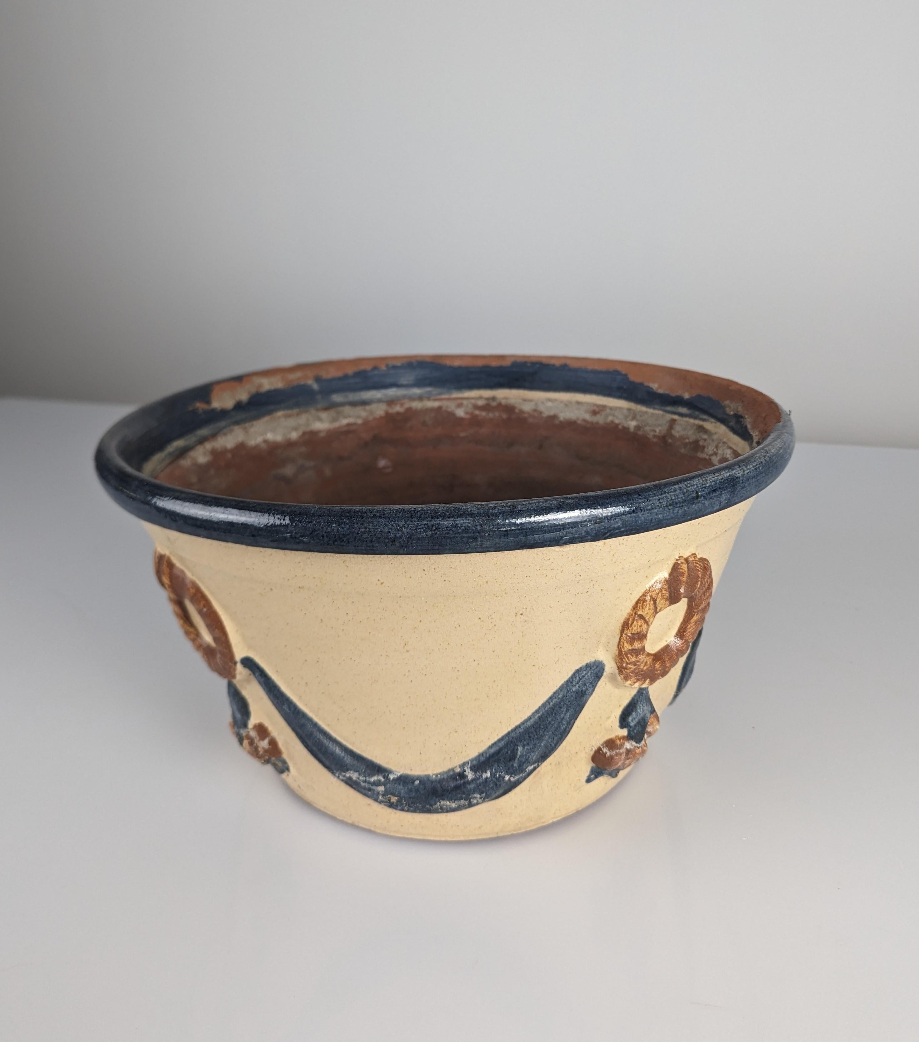 Glazed Ceramic Flowerpot by Morillo Bros, Málaga, 1940s For Sale 6