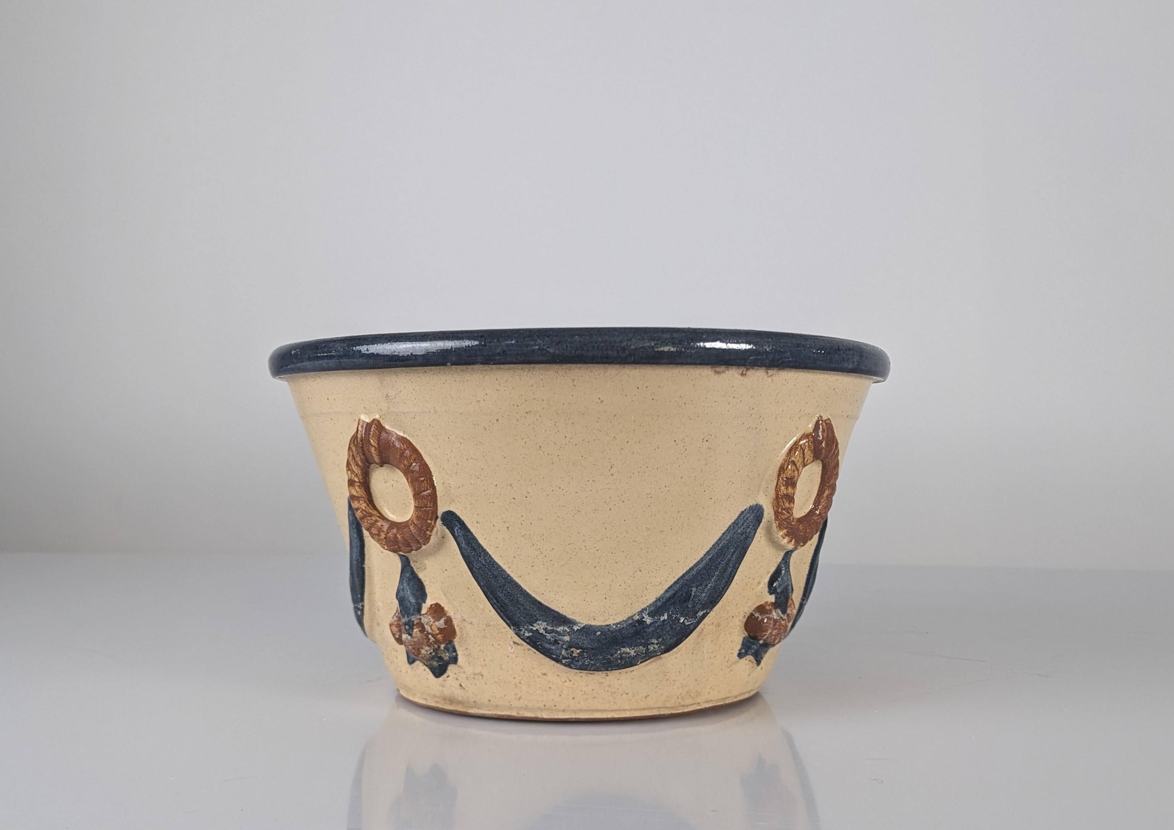 Glazed Ceramic Flowerpot by Morillo Bros, Málaga, 1940s For Sale 7