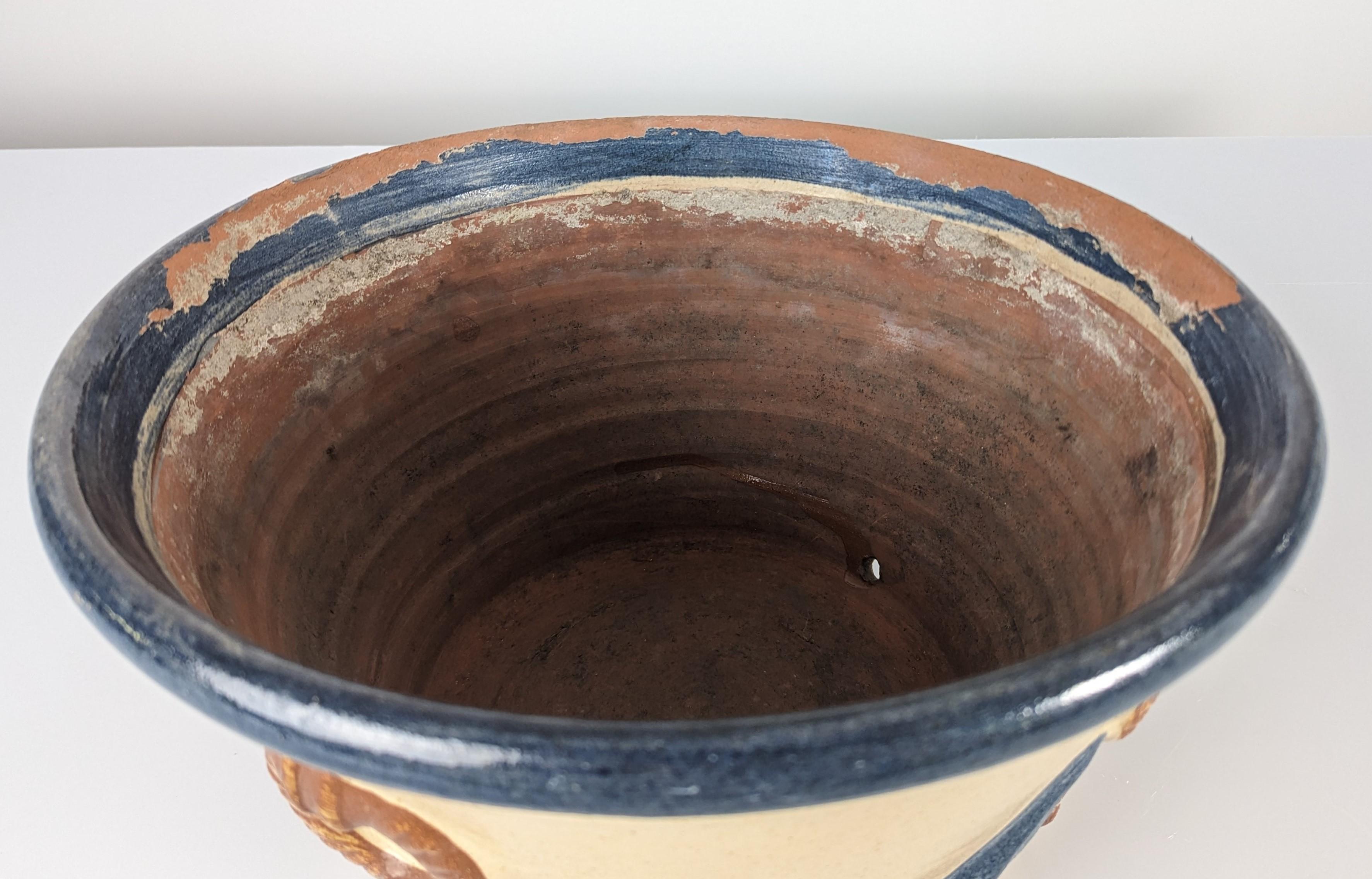 Mid-20th Century Glazed Ceramic Flowerpot by Morillo Bros, Málaga, 1940s For Sale