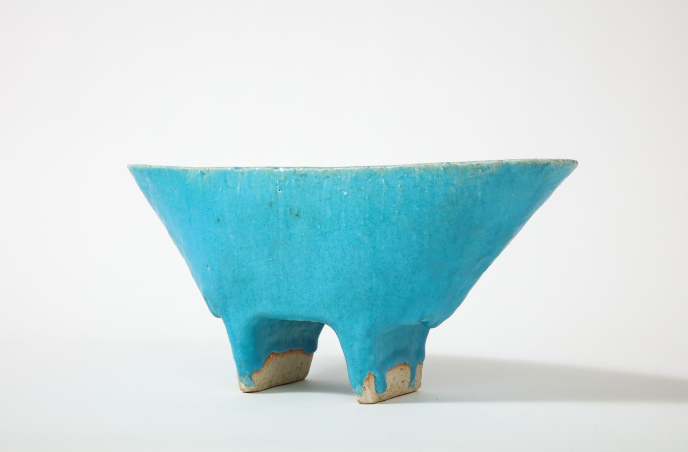 Glazed Ceramic Footed Vessel, 20th Century In Excellent Condition For Sale In New York City, NY