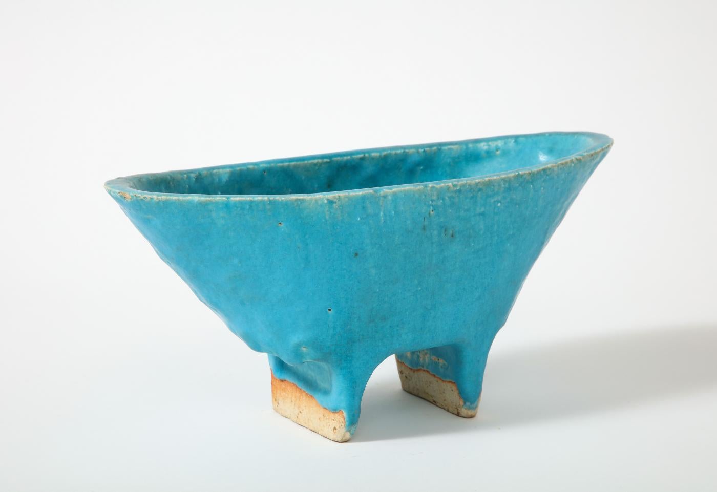 Glazed Ceramic Footed Vessel, 20th Century For Sale 4