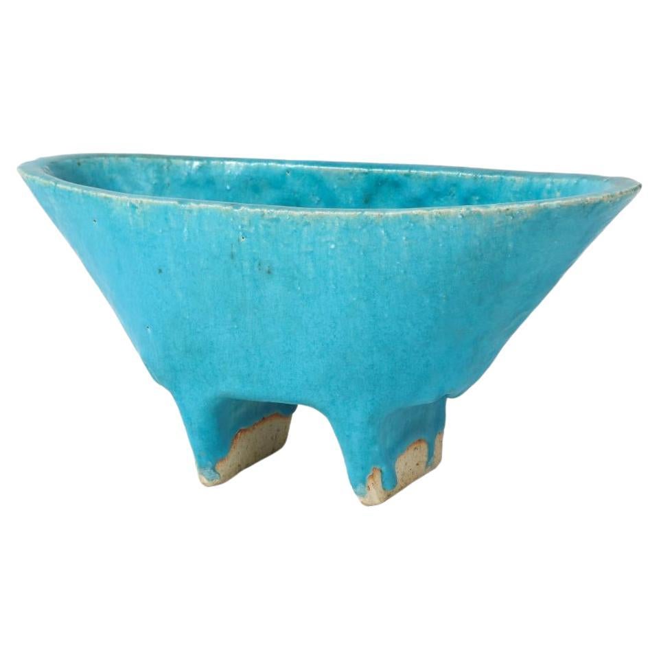 Glazed Ceramic Footed Vessel, 20th Century For Sale