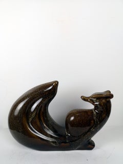 Glazed Ceramic Fox Sculpture, 1960s