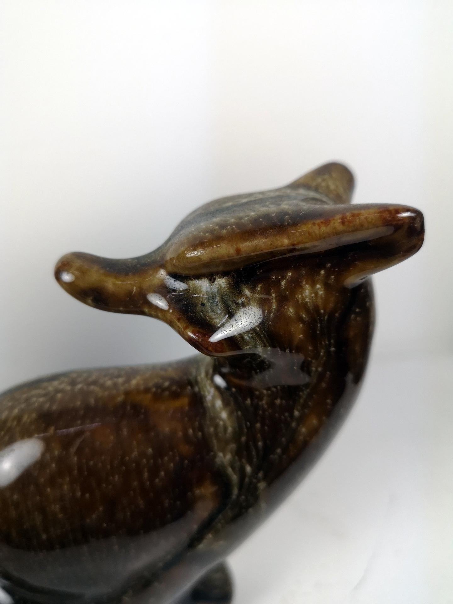 Mid-Century Modern Glazed Ceramic Fox Sculpture, 1960s For Sale