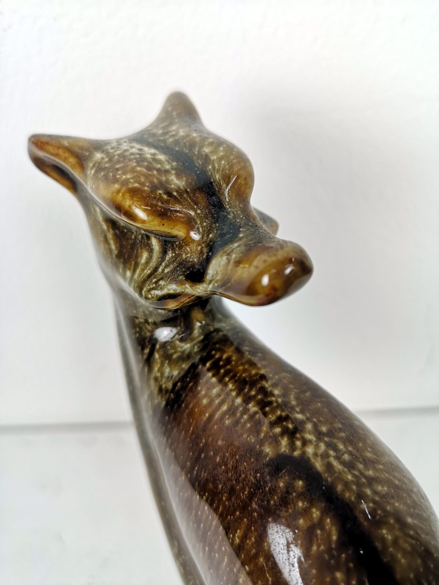 Glazed Ceramic Fox Sculpture, 1960s For Sale 1