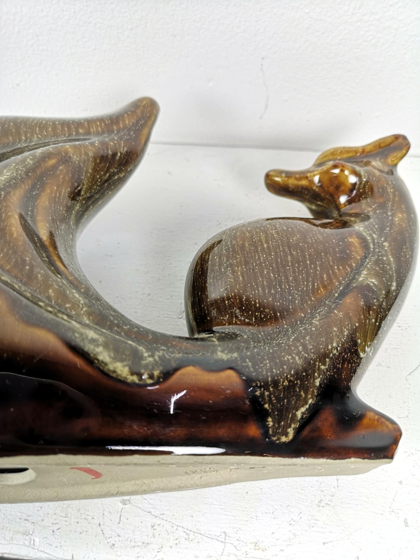 Glazed Ceramic Fox Sculpture, 1960s For Sale 2