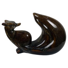 Glazed Ceramic Fox Sculpture, 1960s