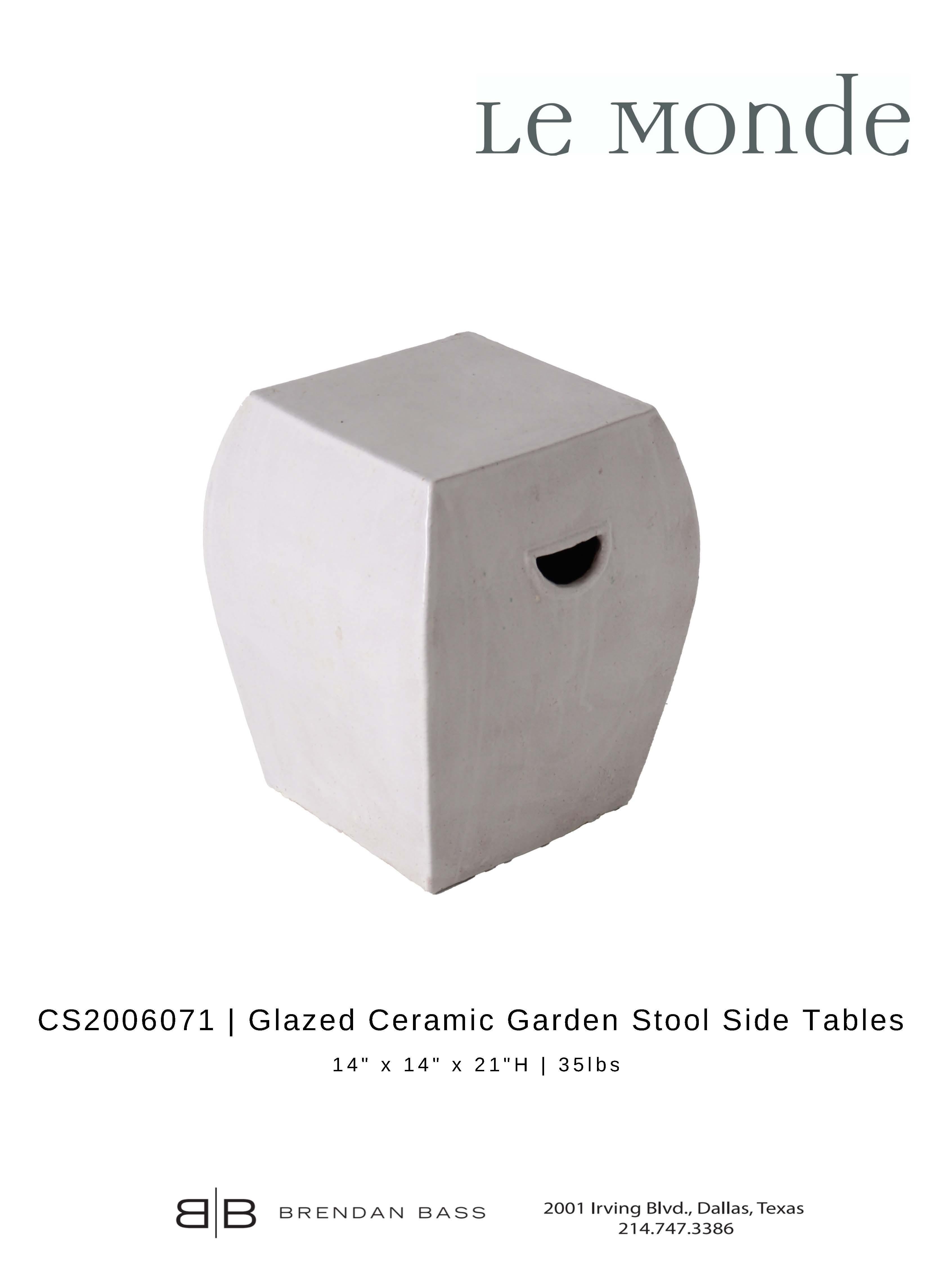 Glazed Ceramic Garden Stool Side Tables In Good Condition For Sale In Dallas, TX