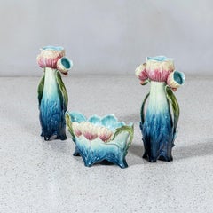 Glazed Ceramic Garniture, Art Nouveau Period, France, Early 20th Century
