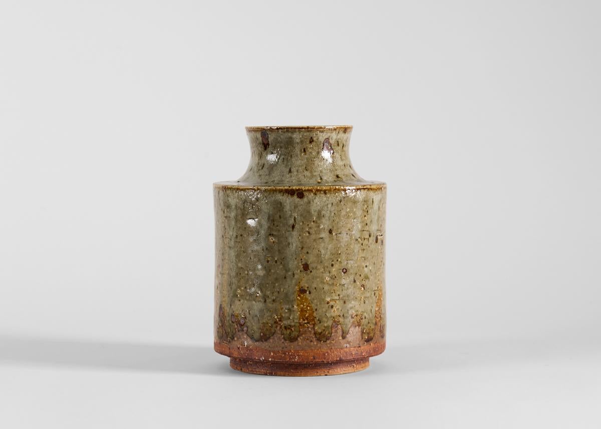 Mid-Century Modern Glazed Ceramic Grey Vase, Marianne Westman for Rorstrand, Sweden, 1960s For Sale