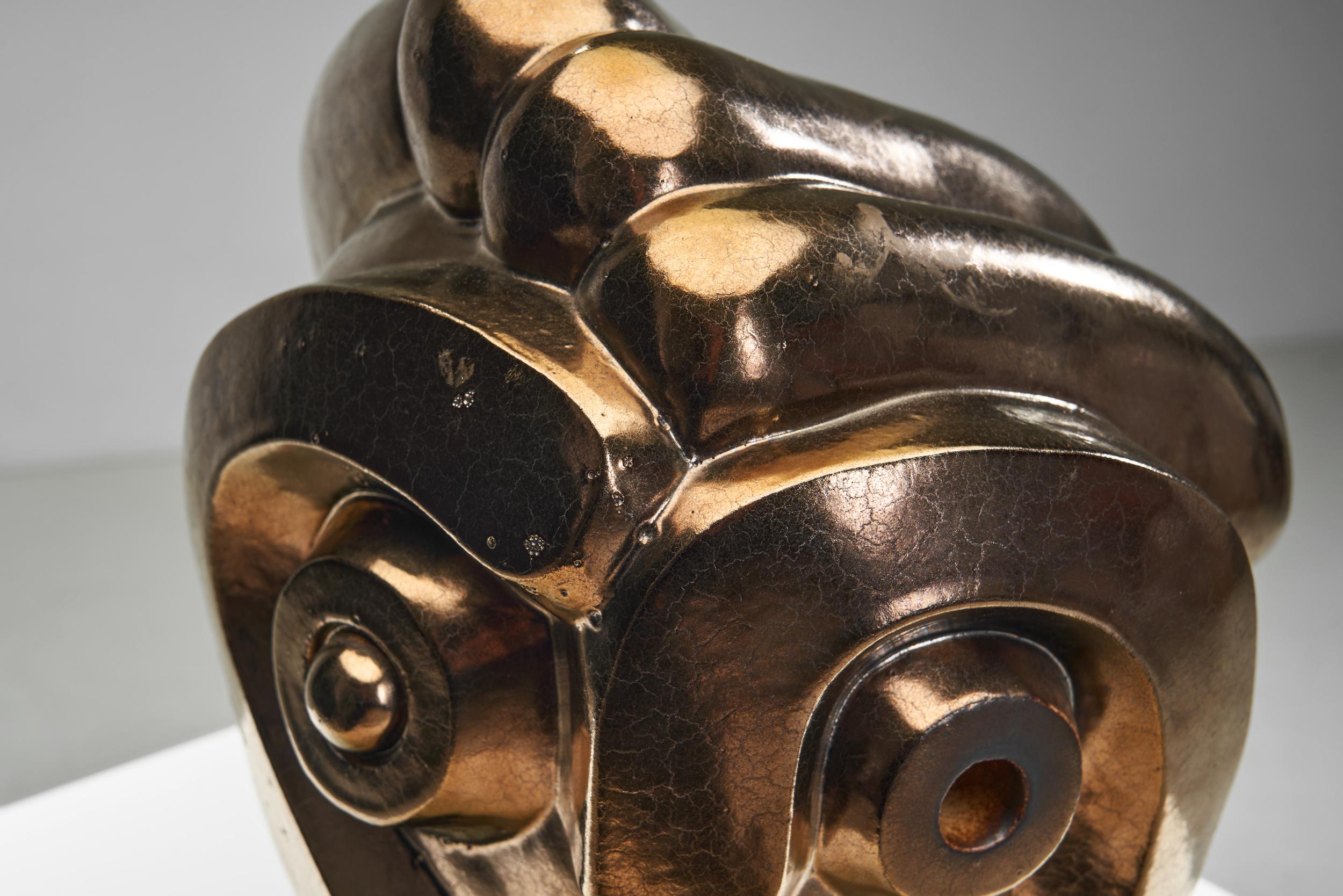 Scultura di testa in ceramica smaltata di Roy Terbeek, Paesi Bassi 1994 in vendita 4