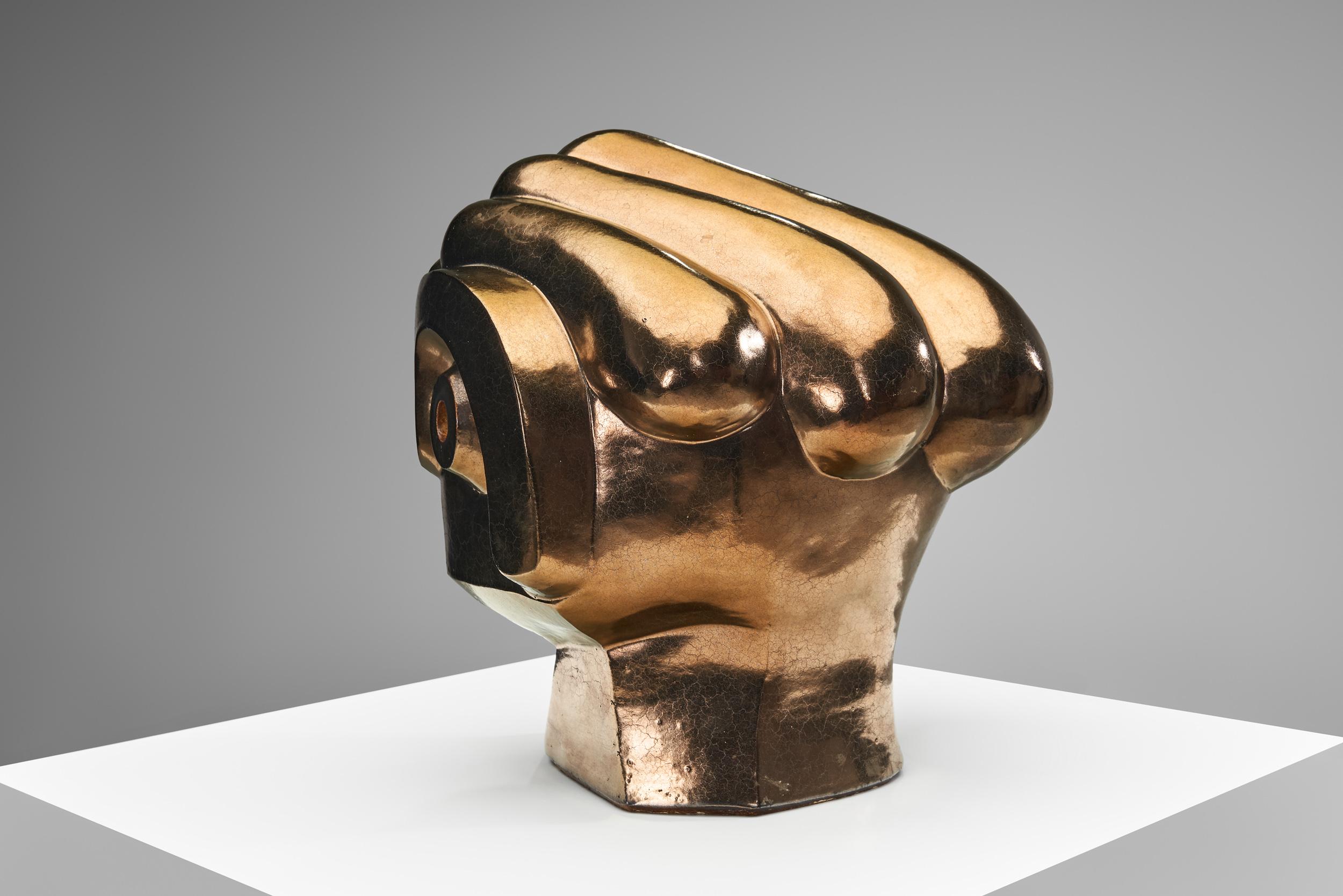 Ceramica Scultura di testa in ceramica smaltata di Roy Terbeek, Paesi Bassi 1994 in vendita