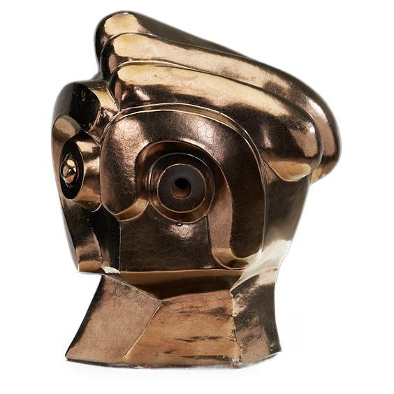 Scultura di testa in ceramica smaltata di Roy Terbeek, Paesi Bassi 1994 in vendita