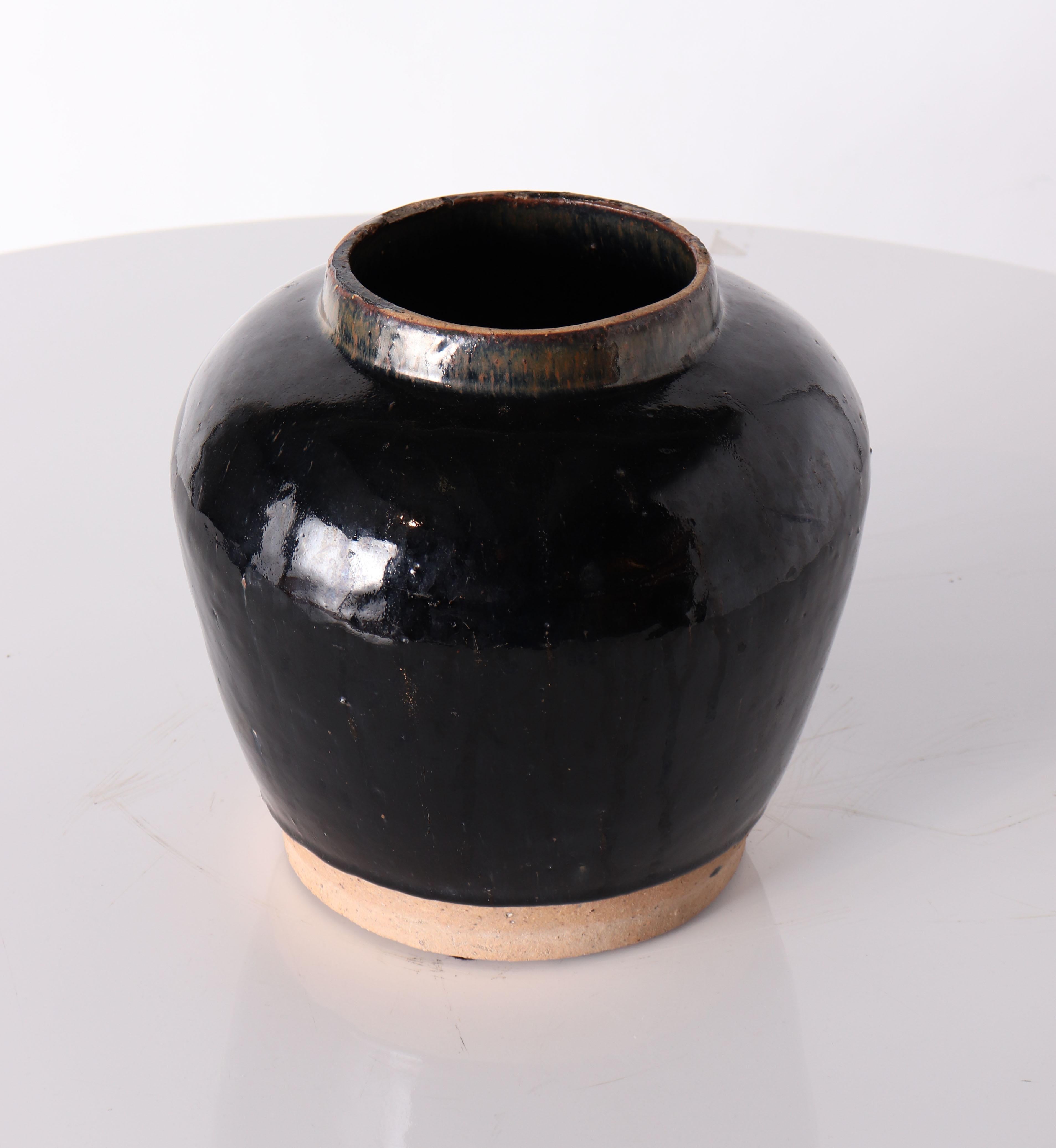 Glazed ceramic jar / pot, black. In my organic, contemporary, vintage and mid-century modern aesthetic.