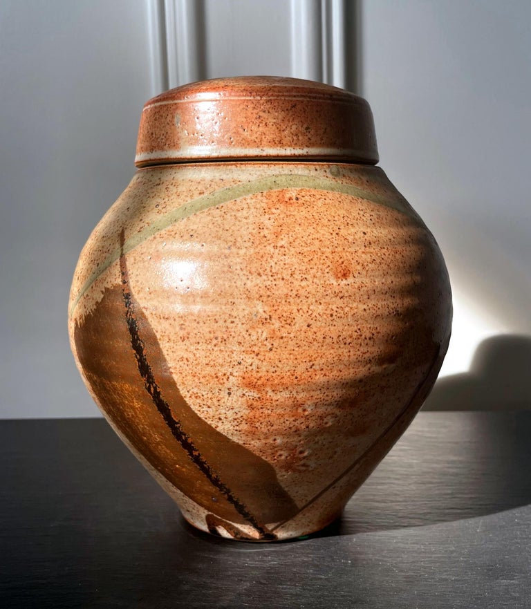 Contemporary Glazed Ceramic Jar Studio Pottery Karen Karnes For Sale