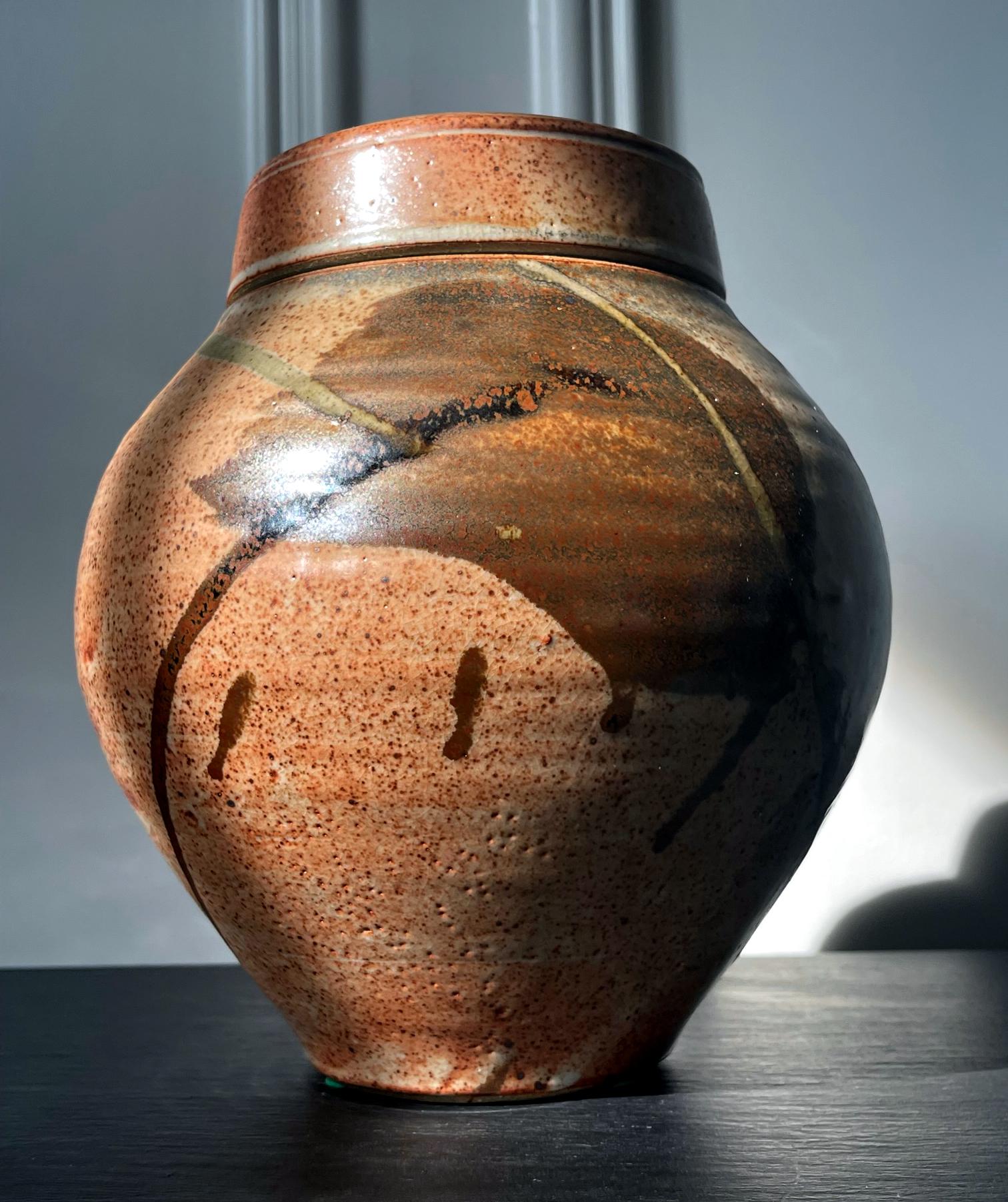 Glazed Ceramic Jar Studio Pottery Karen Karnes In Good Condition For Sale In Atlanta, GA