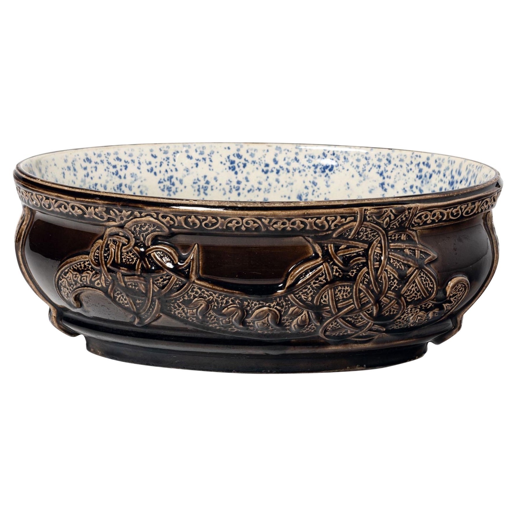 Glazed ceramic jardiniere signed Choisy-le-Roi. France, early 20th century.