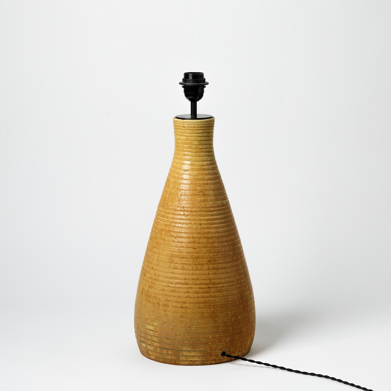 Art déco Lampe en céramique émaillée par Les potiers d'Accolay, vers 1960-1970 en vente
