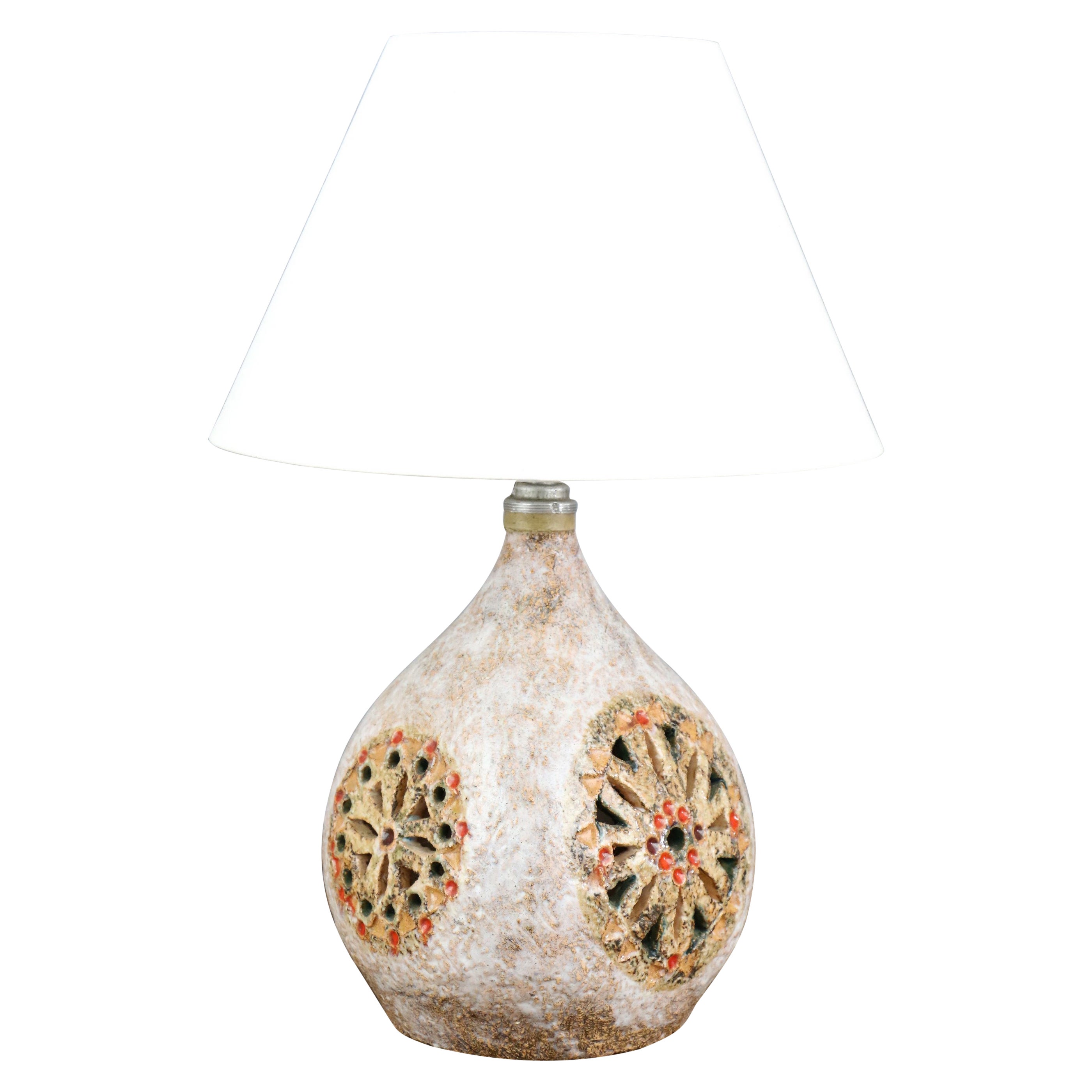 Glazed ceramic lamp by Raphaël Giarusso, 1960, Era Georges Pelletier