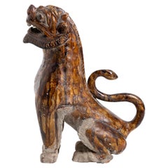 Antique Glazed Ceramic Lion, Thailand 14th-15th Century