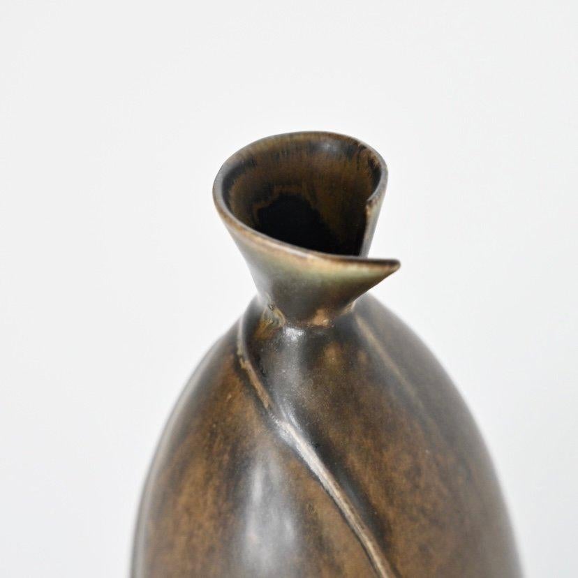 Swedish Glazed ceramic “Löva” Vase by Gabi Citron-Tengborg for Gustavsberg. Sweden, 1960 For Sale