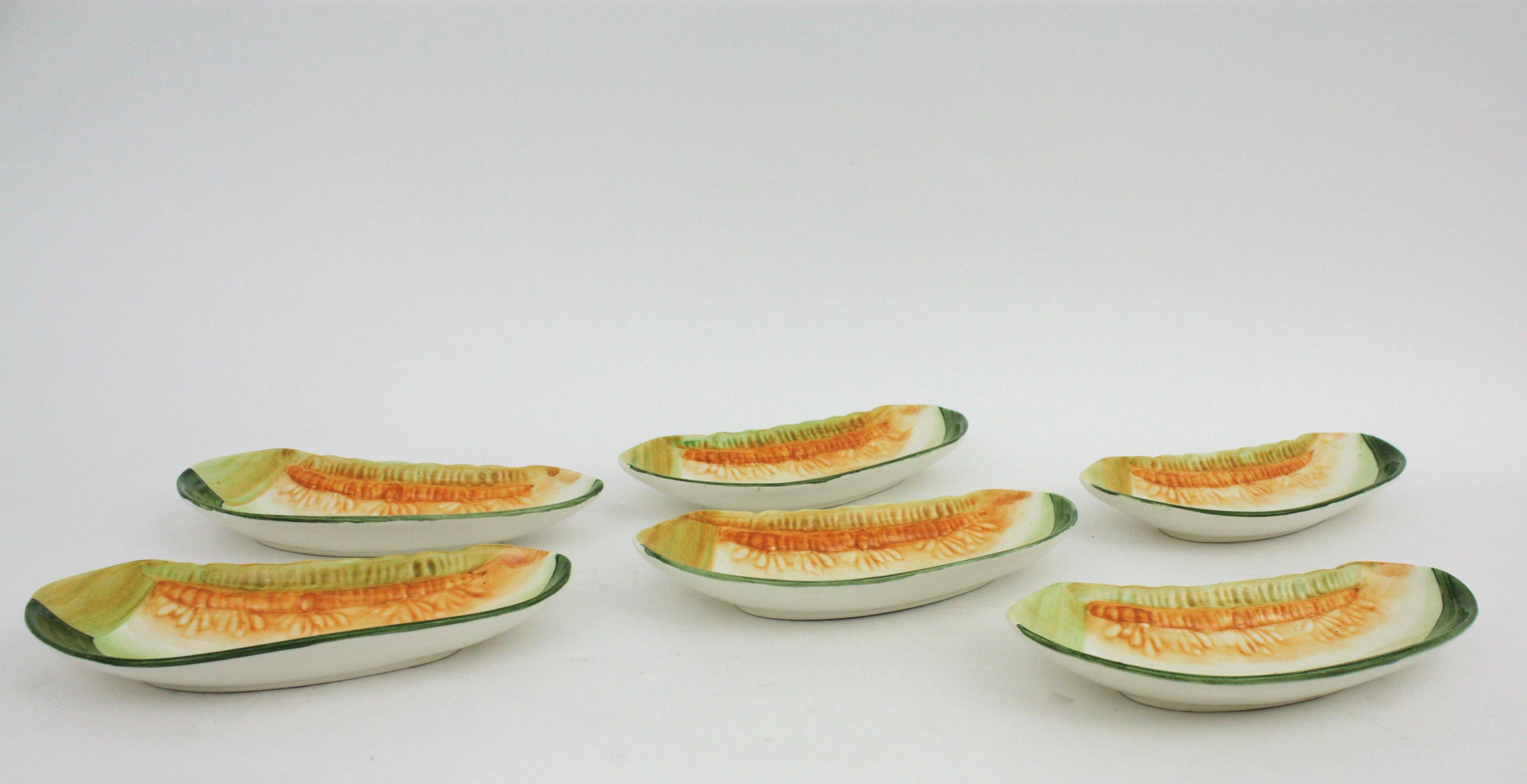 Glazed Ceramic Melon Server Set, 1960s 9
