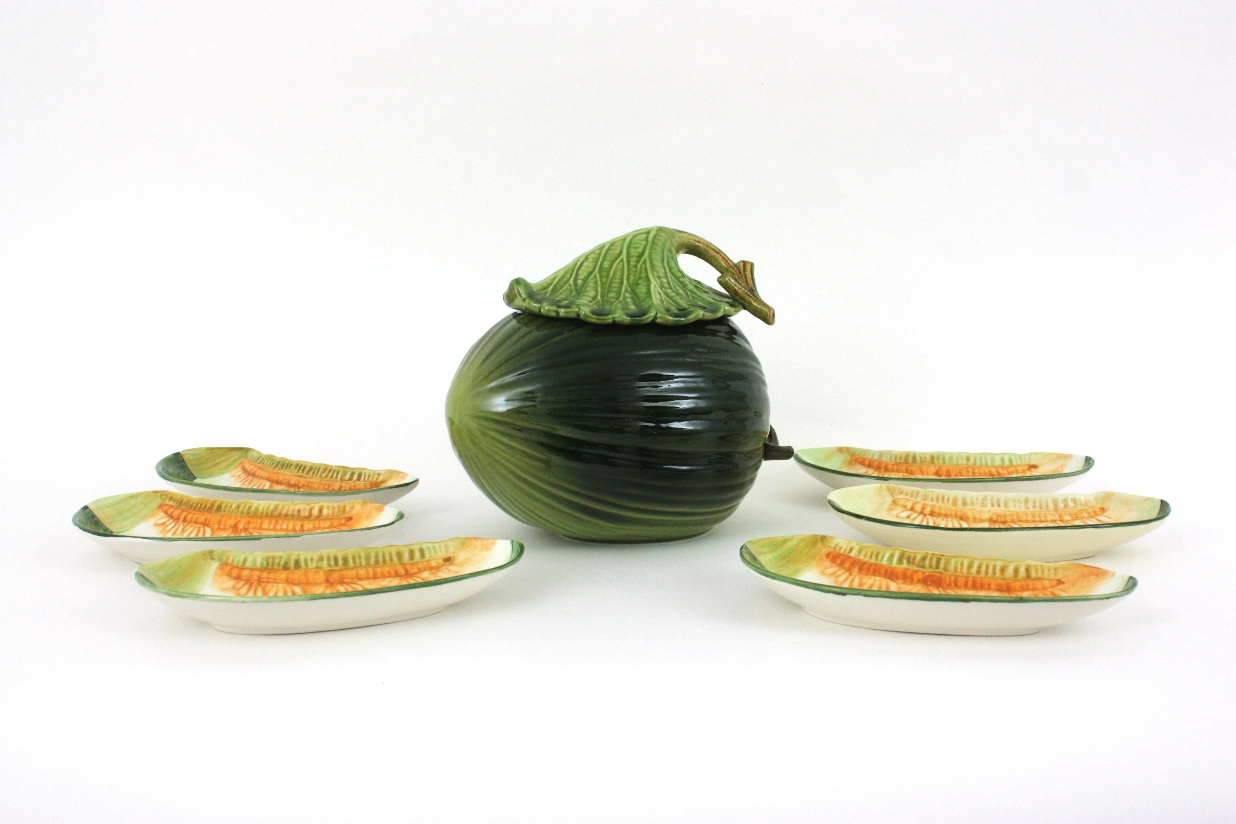 Set di servitori per meloni in ceramica smaltata, Italia 1960 in vendita 3