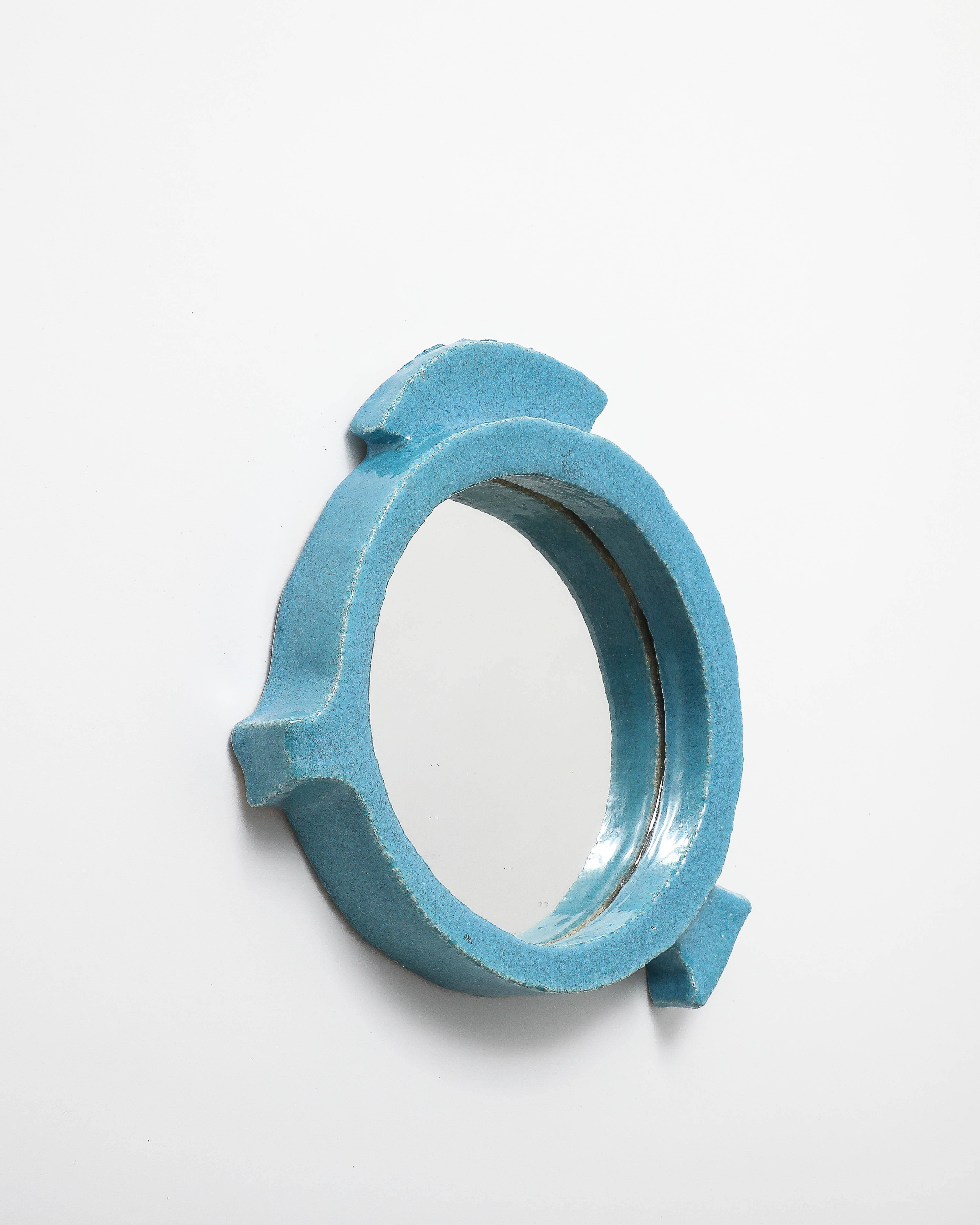 Français Miroir en céramique émaillée, France, vers 1960 en vente