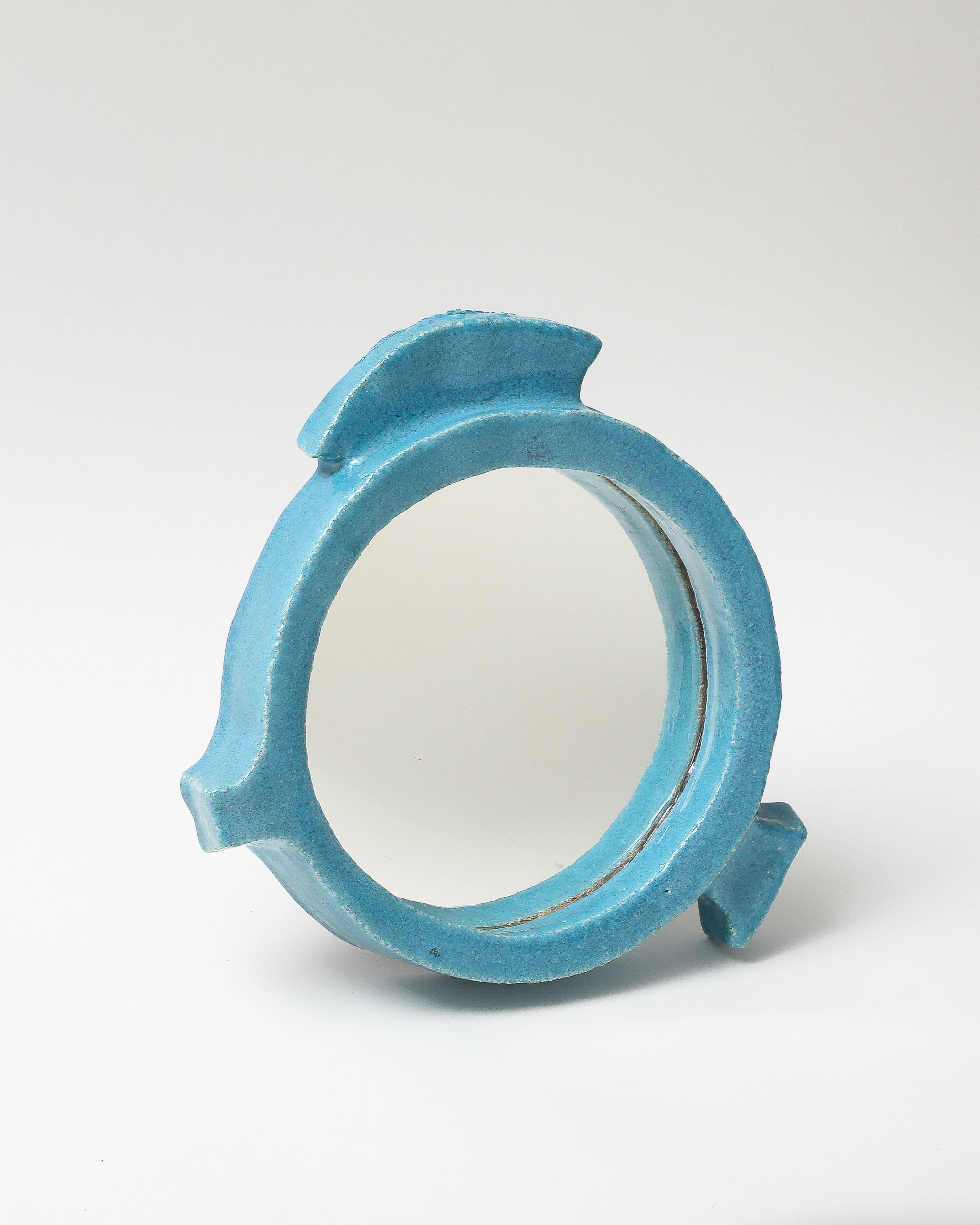 Miroir en céramique émaillée, France, vers 1960 Excellent état - En vente à New York City, NY