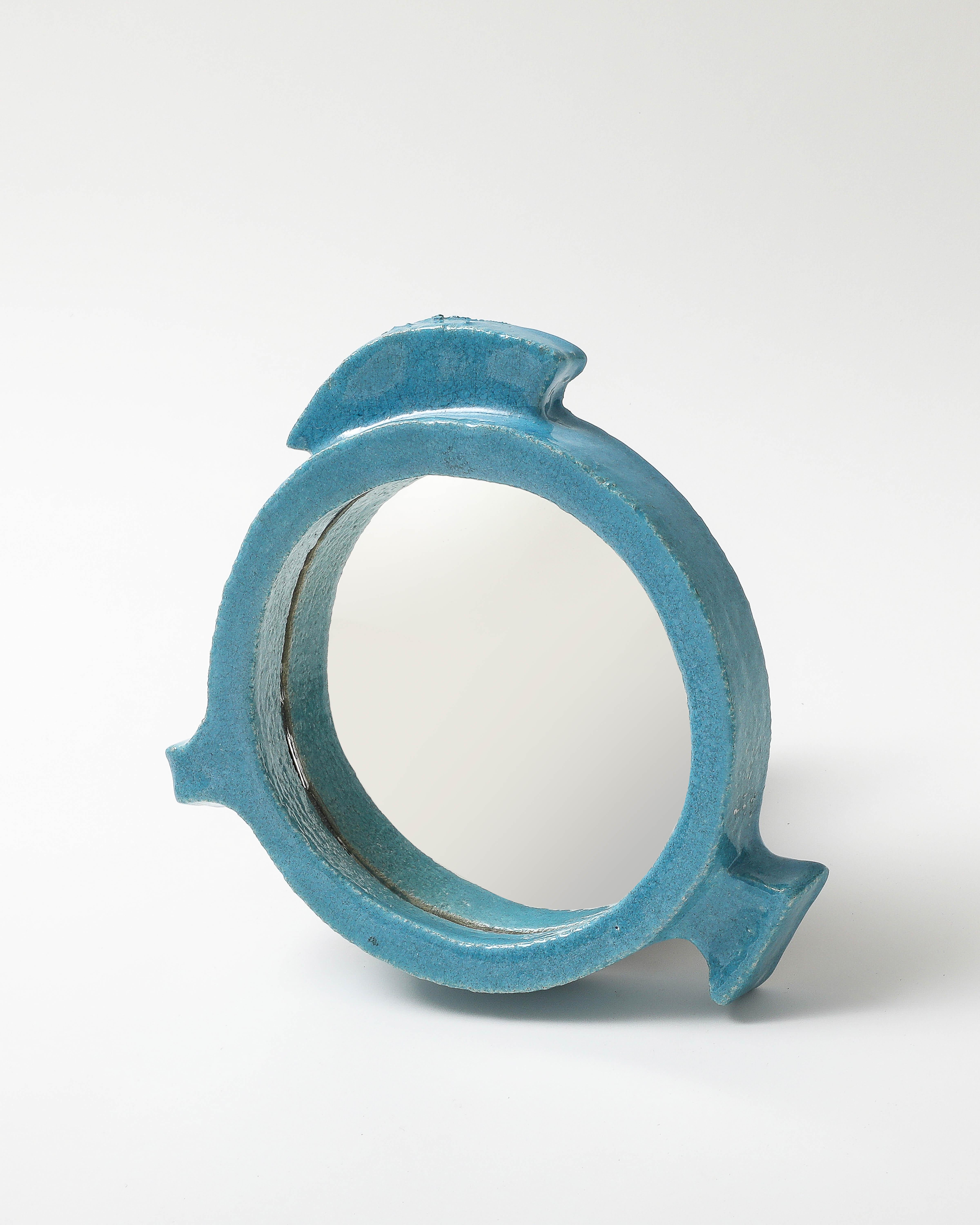 Milieu du XXe siècle Miroir en céramique émaillée, France, vers 1960 en vente