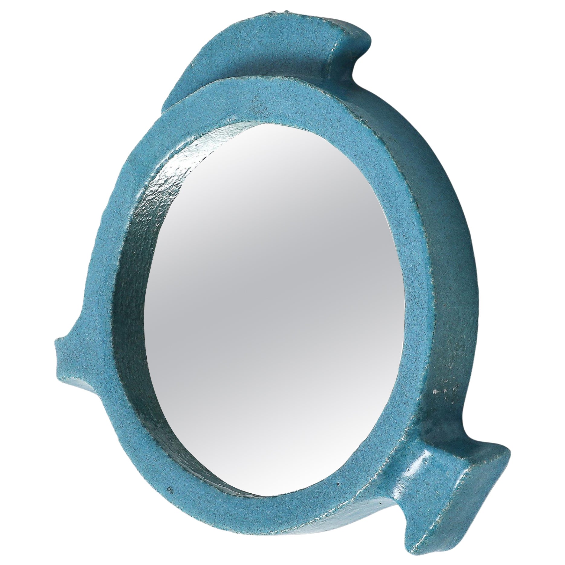 Glazed Ceramic Mirror, France, c. 1960