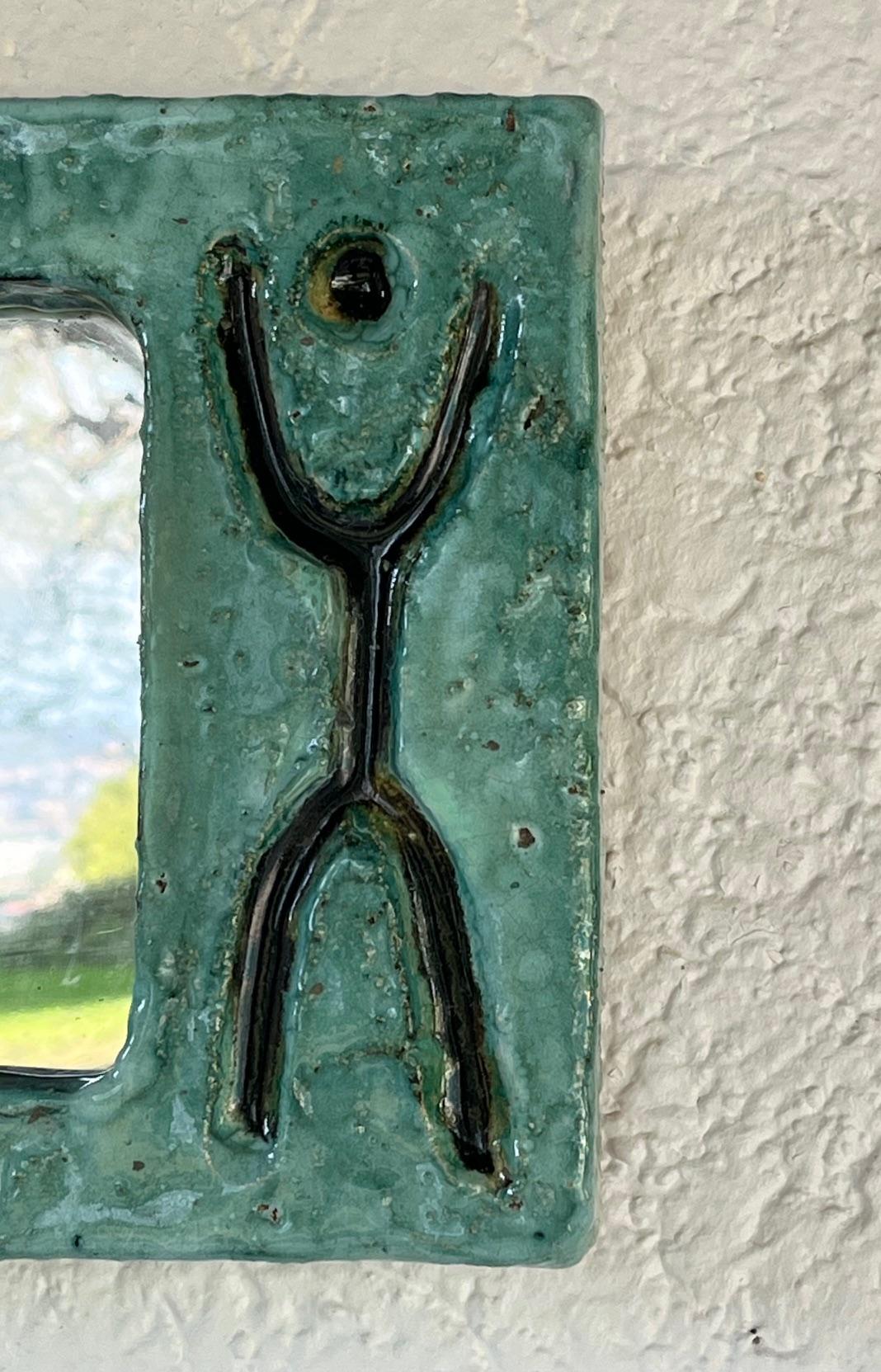 Francese Specchio in ceramica smaltata, Galerie Palissy AM anni '60 in vendita