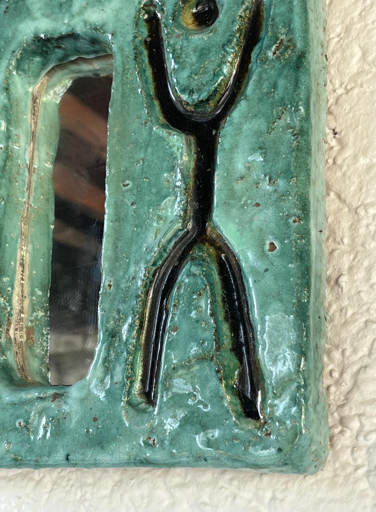 Smaltato Specchio in ceramica smaltata, Galerie Palissy AM anni '60 in vendita