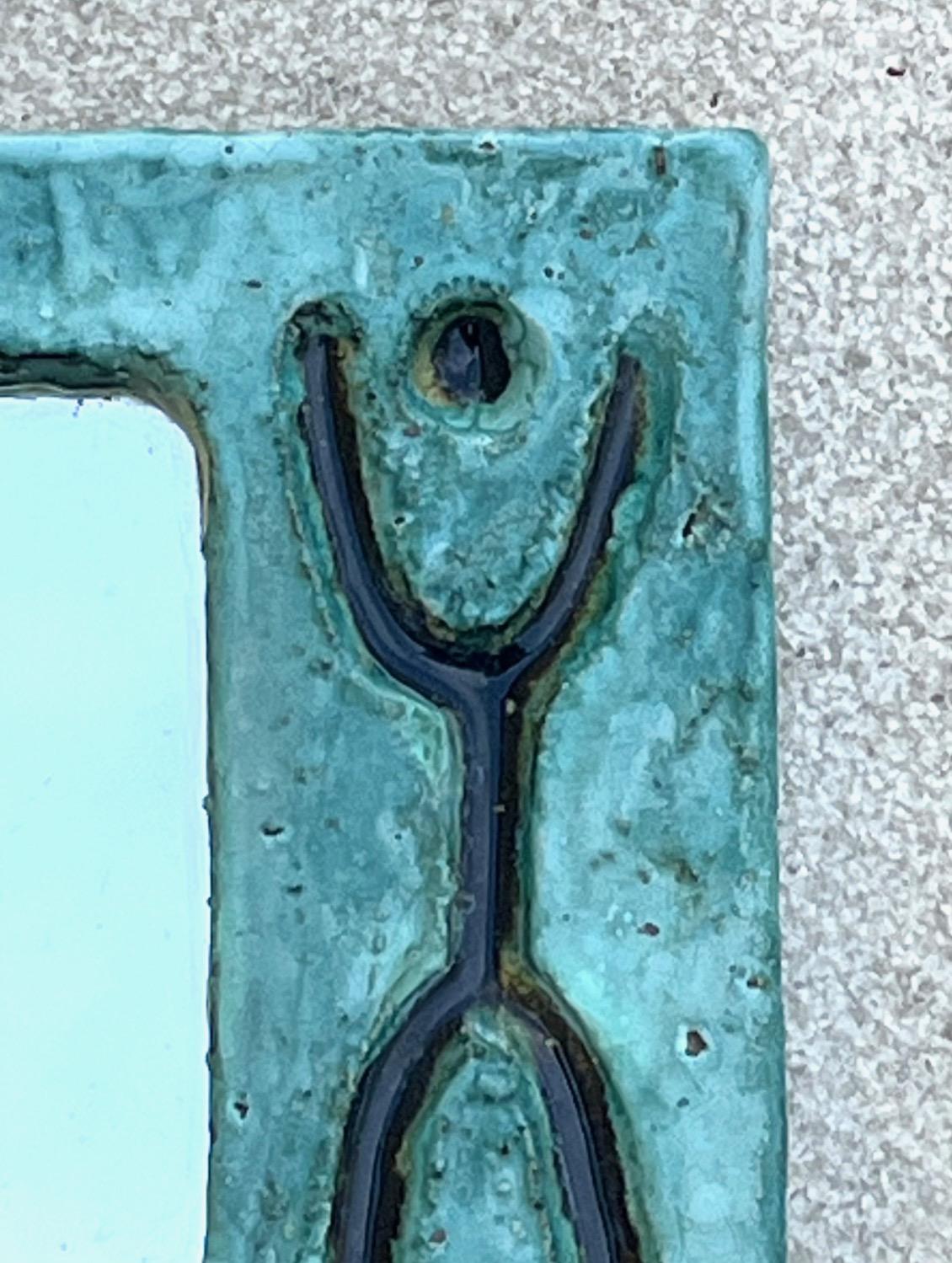 Specchio in ceramica smaltata, Galerie Palissy AM anni '60 In condizioni buone in vendita a Paris, Ile-de-France